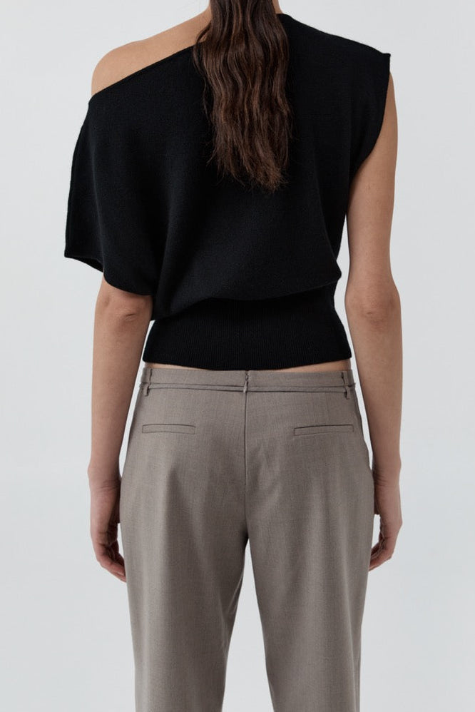 Cashmere Asymm Top - Black