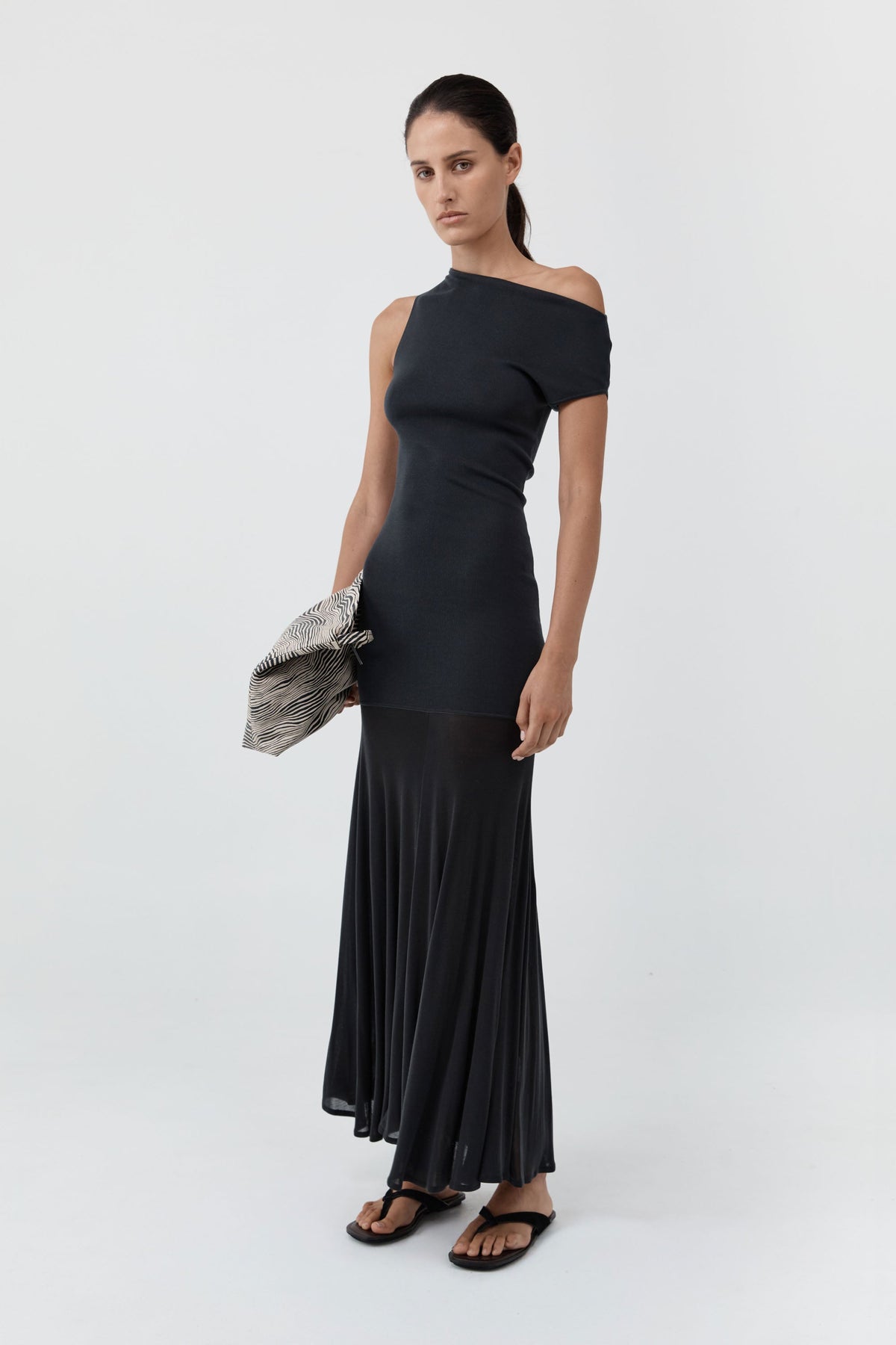 Fine Jersey Circle Hem Dress - Charcoal