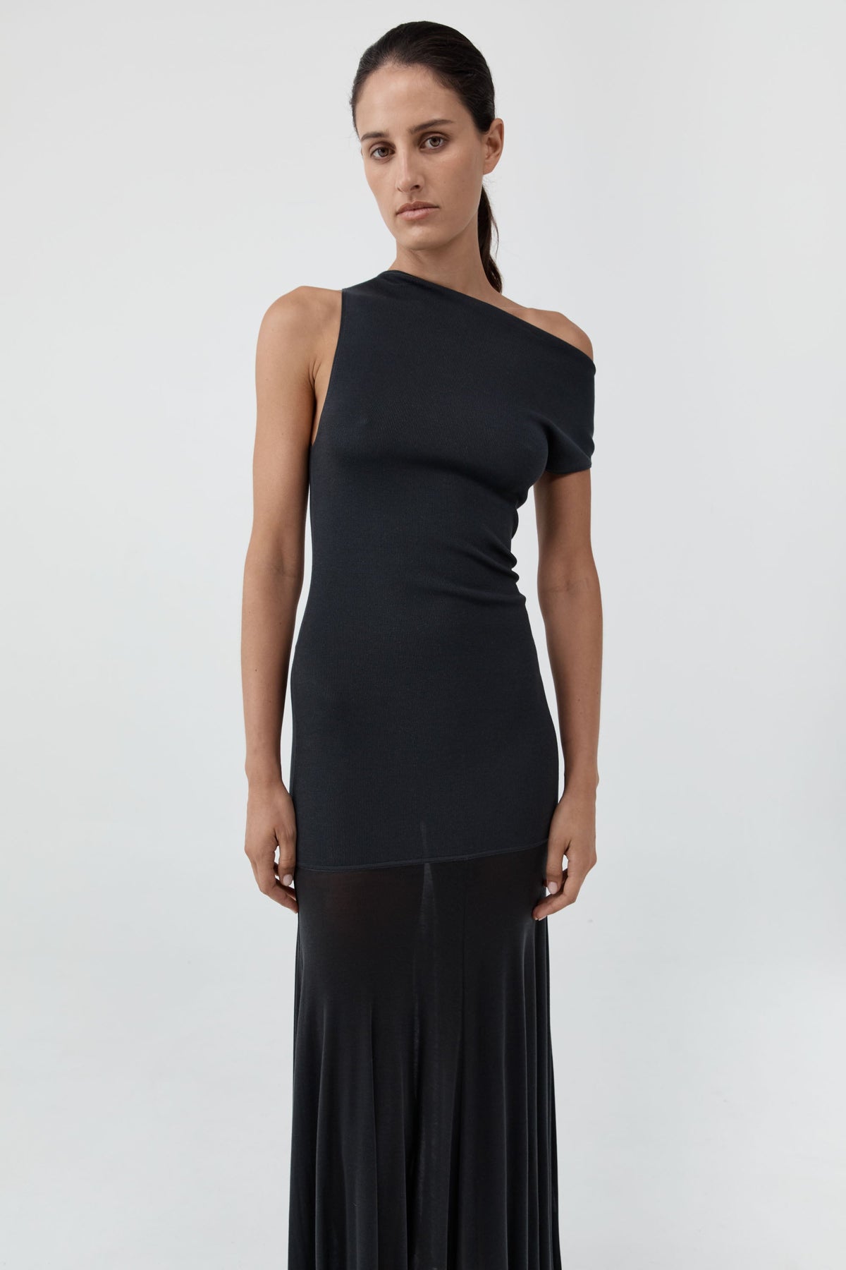 Fine Jersey Circle Hem Dress - Charcoal