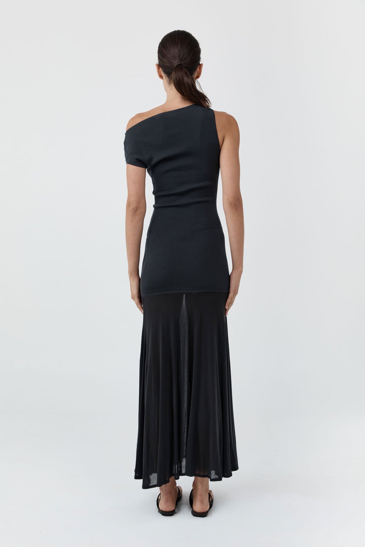 Fine Jersey Circle Hem Dress - Charcoal