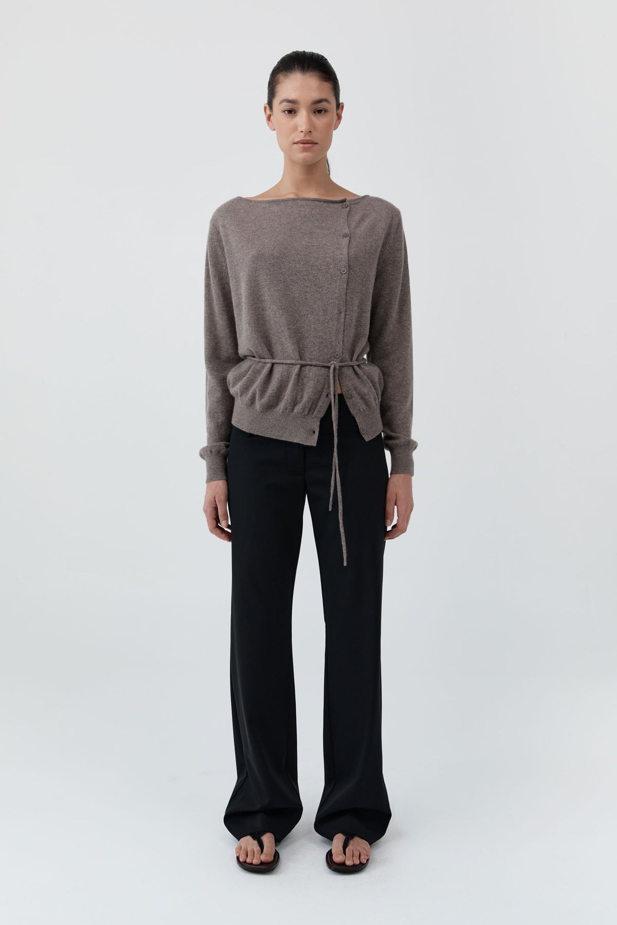 Cashmere Asymm Cardigan - Vapor
