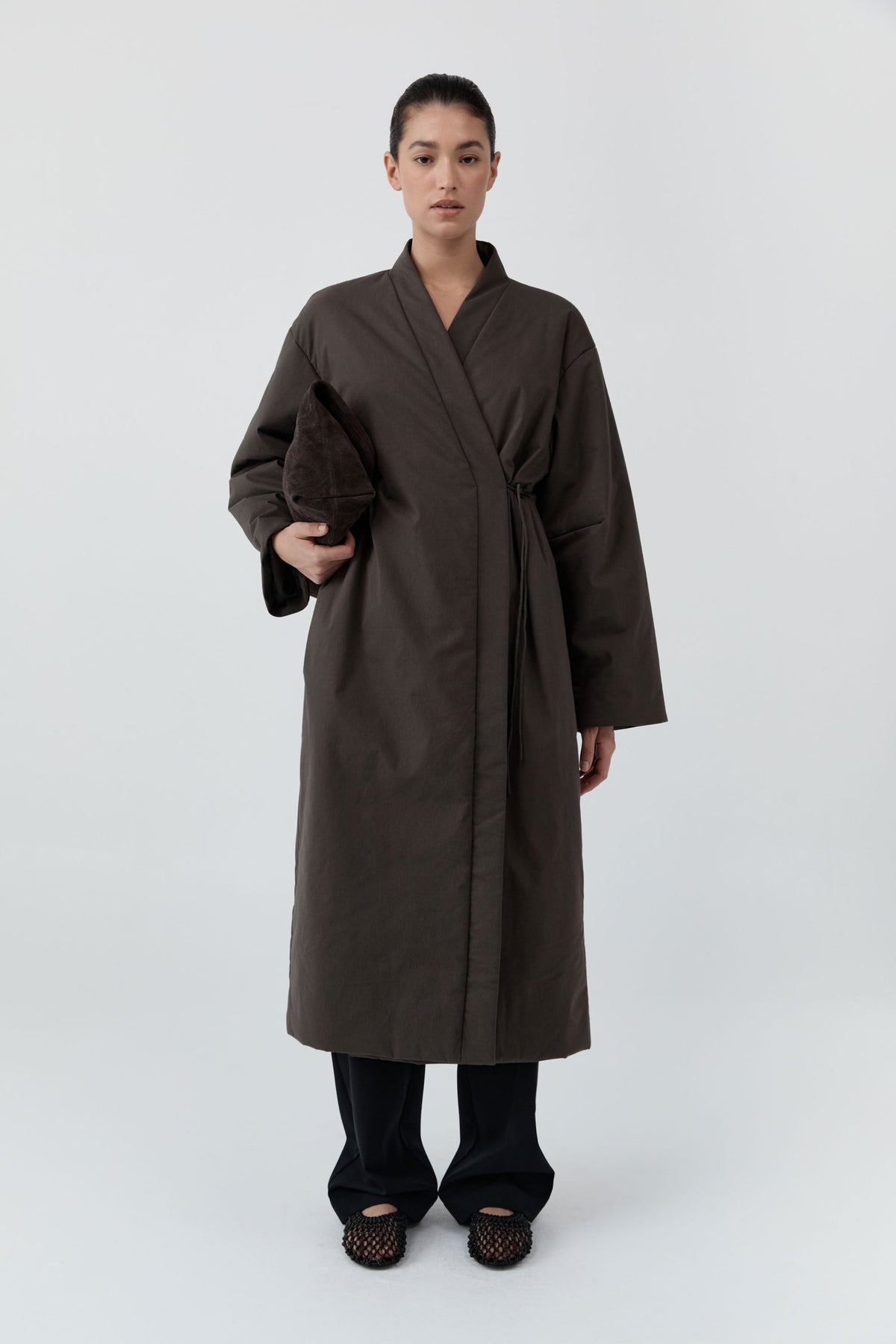 Pillow Wrap Coat - Wood