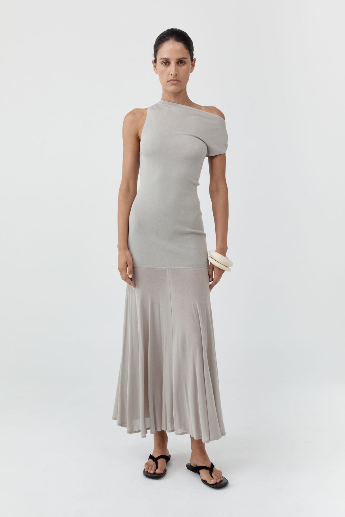 Fine Jersey Circle Hem Dress - Soft Ash
