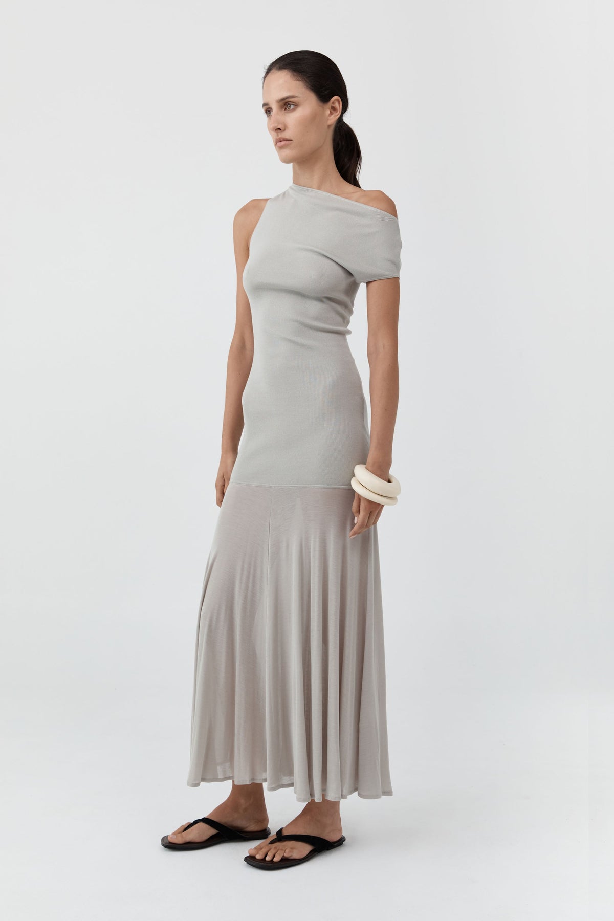 Fine Jersey Circle Hem Dress - Soft Ash