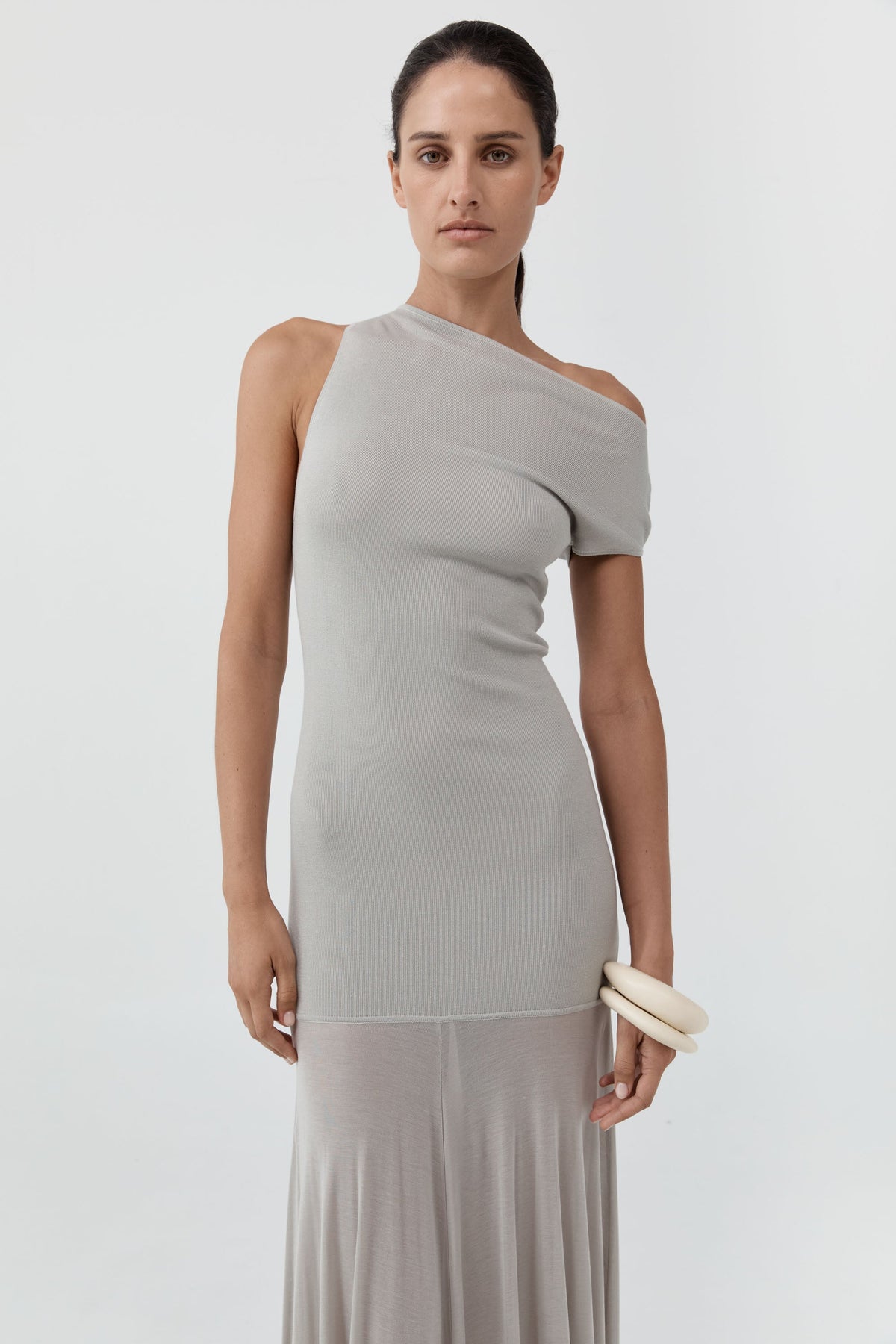 Fine Jersey Circle Hem Dress - Soft Ash