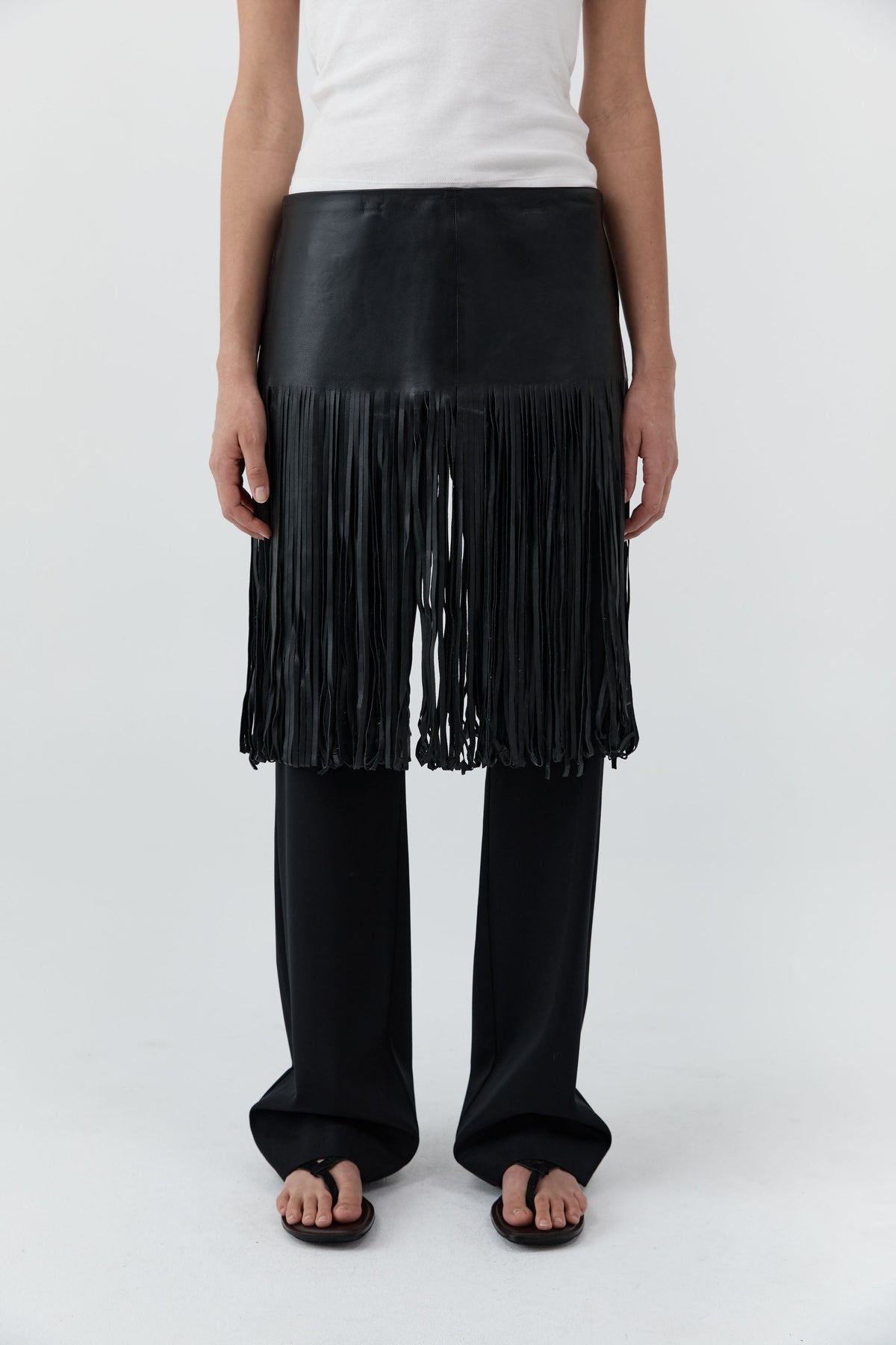 Fringe Belt Skirt - Black