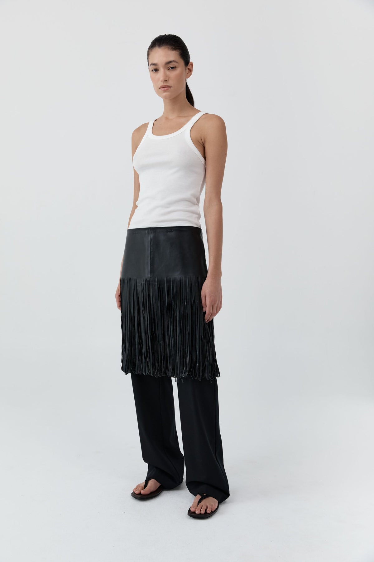 Fringe Belt Skirt - Black