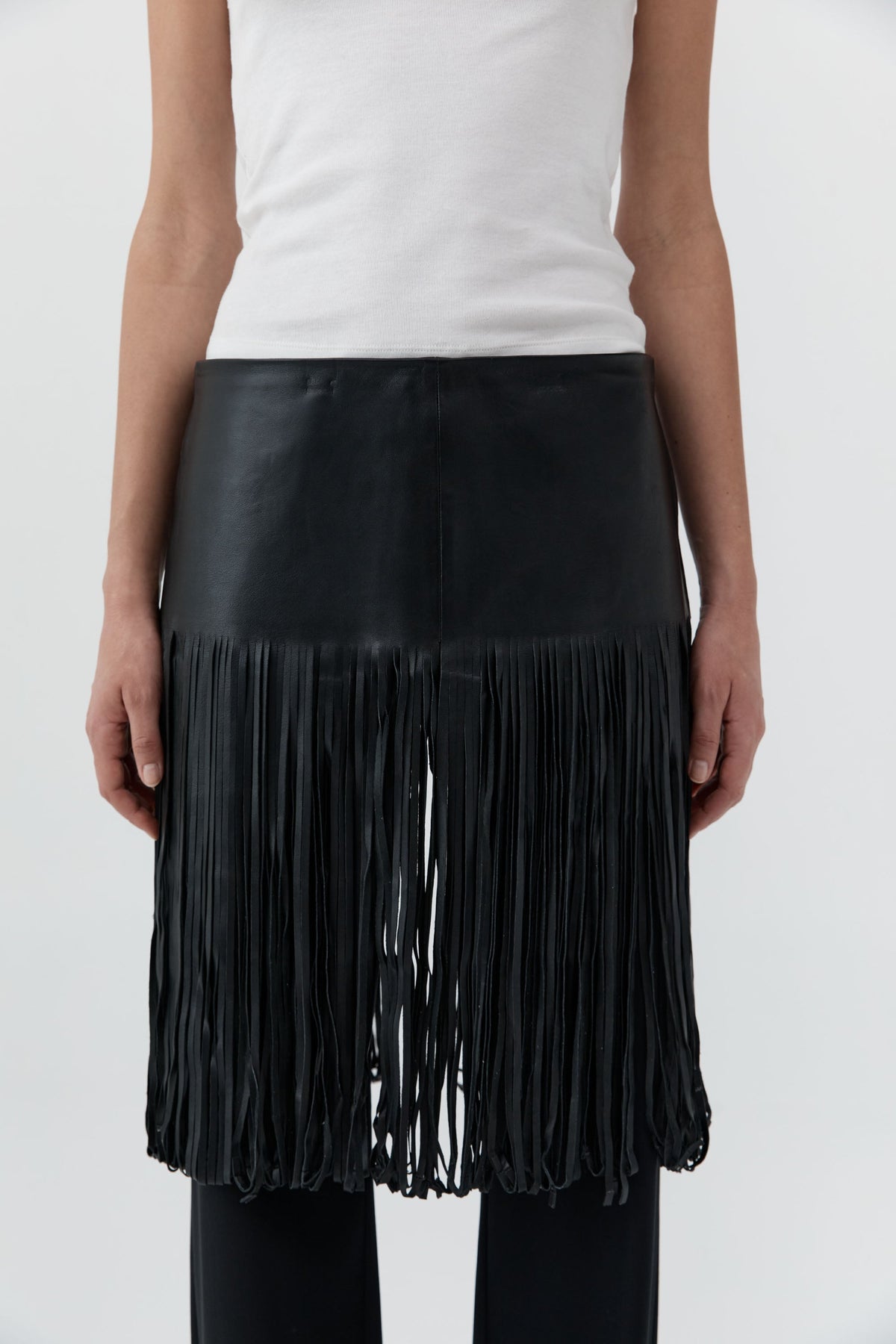 Fringe Belt Skirt - Black