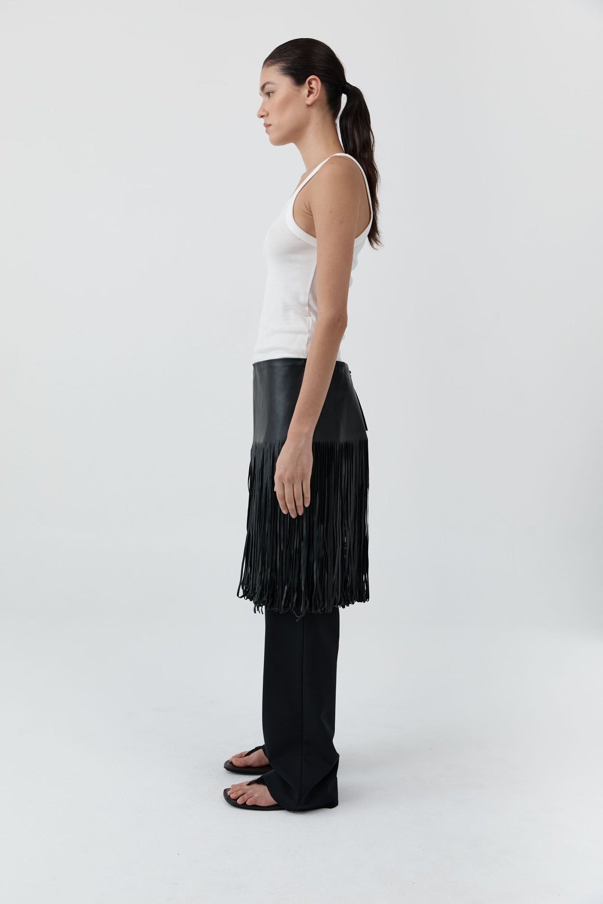 Fringe Belt Skirt - Black