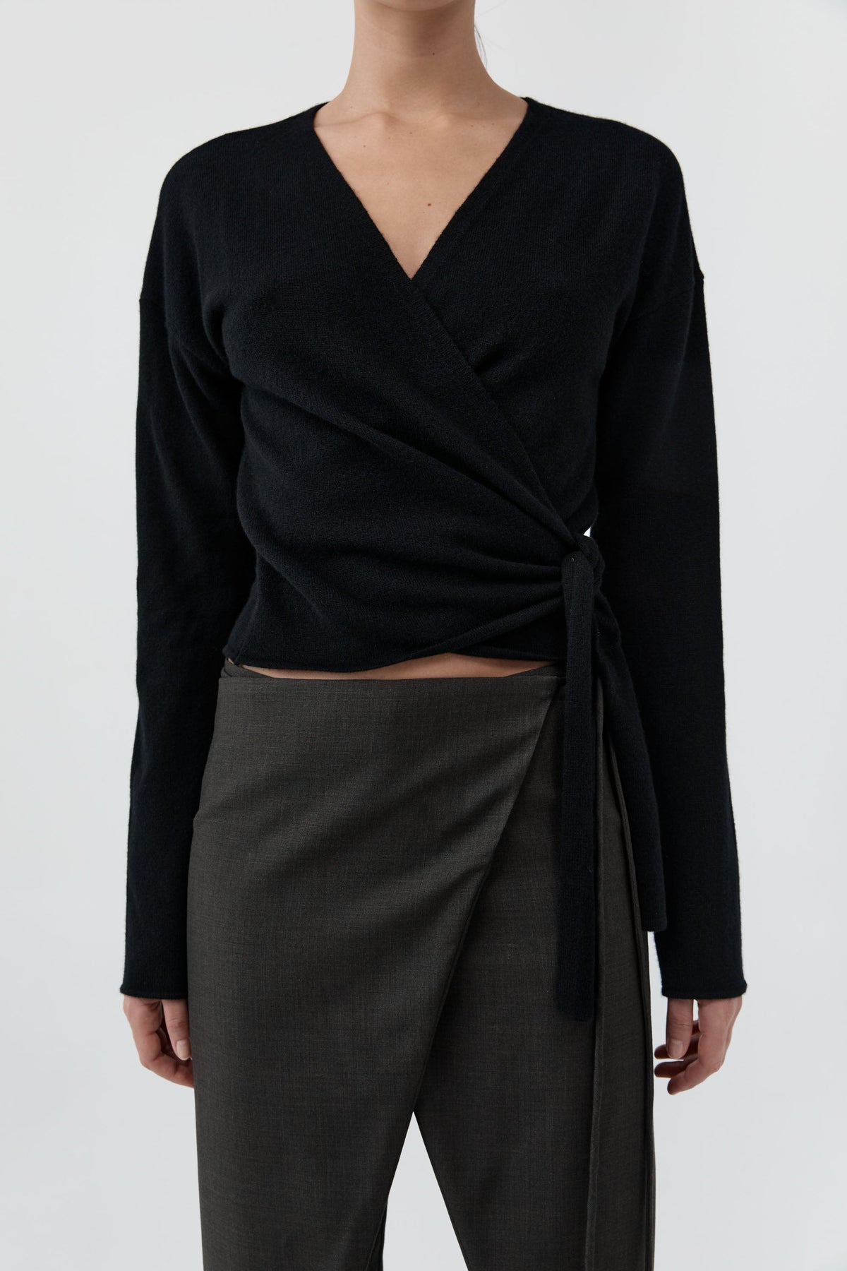 Cashmere Wrap Cardigan - Black