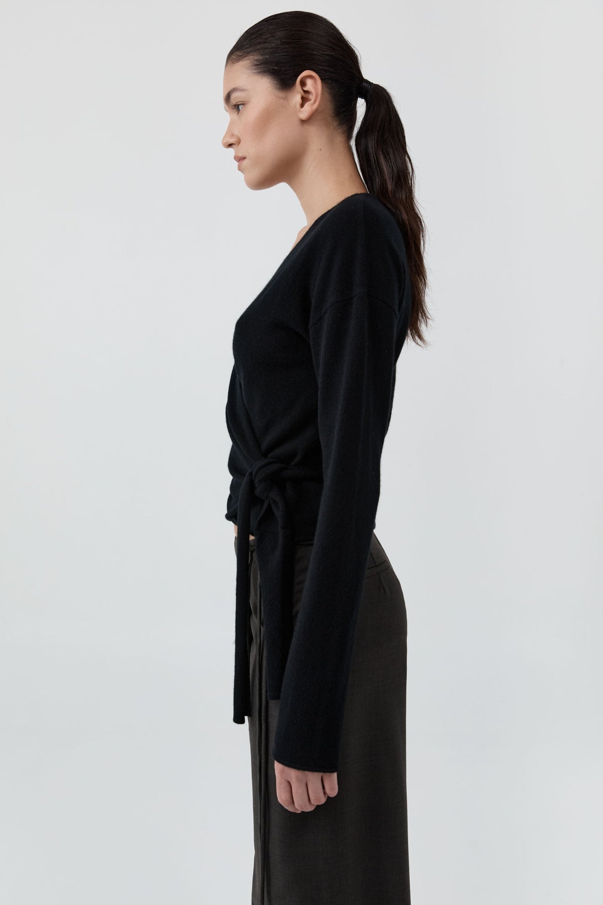 Cashmere Wrap Cardigan - Black