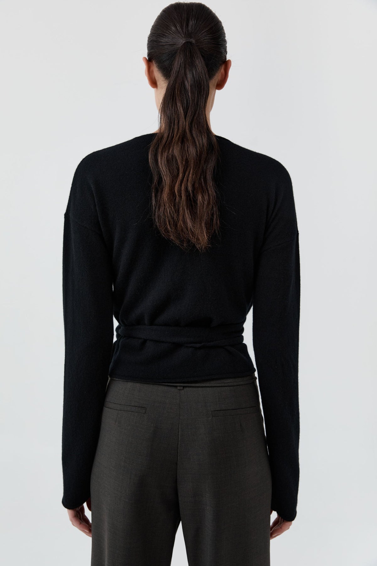 Cashmere Wrap Cardigan - Black