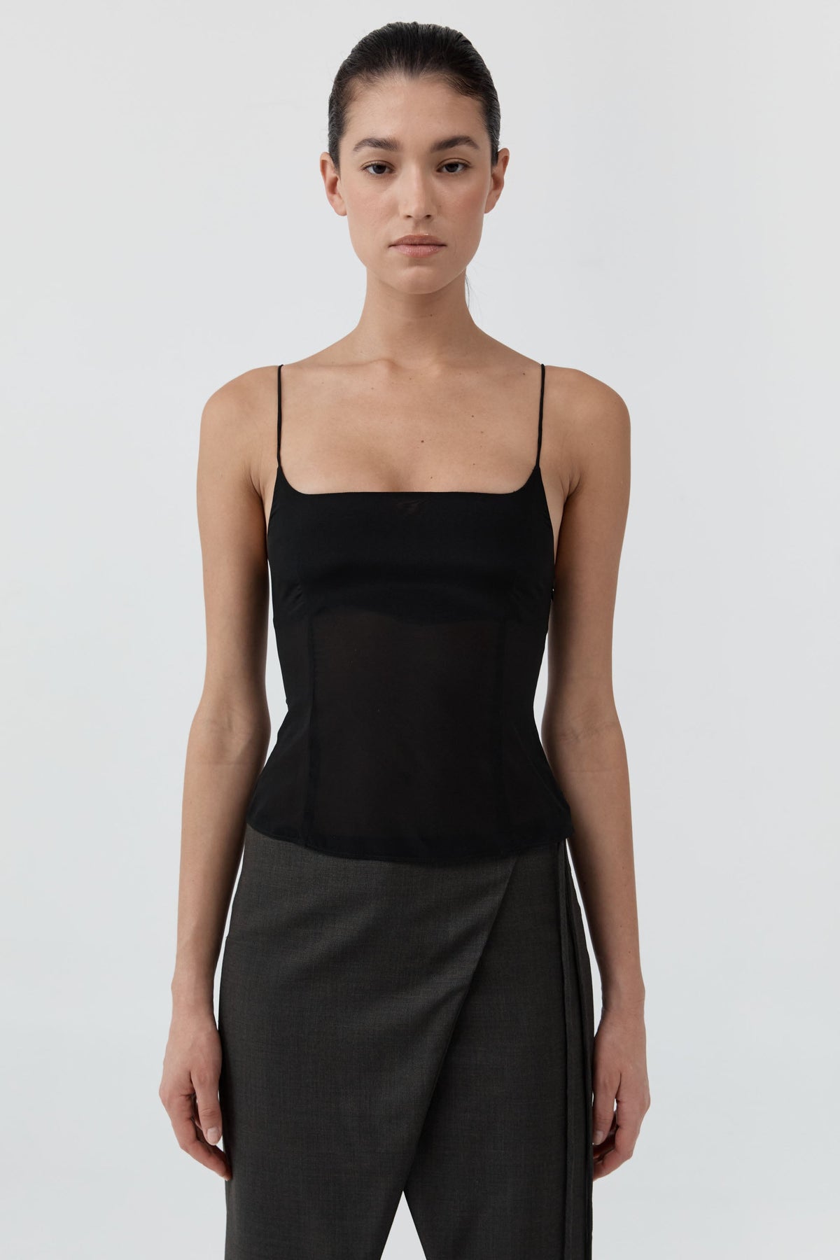 Stretch Silk Cami - Black