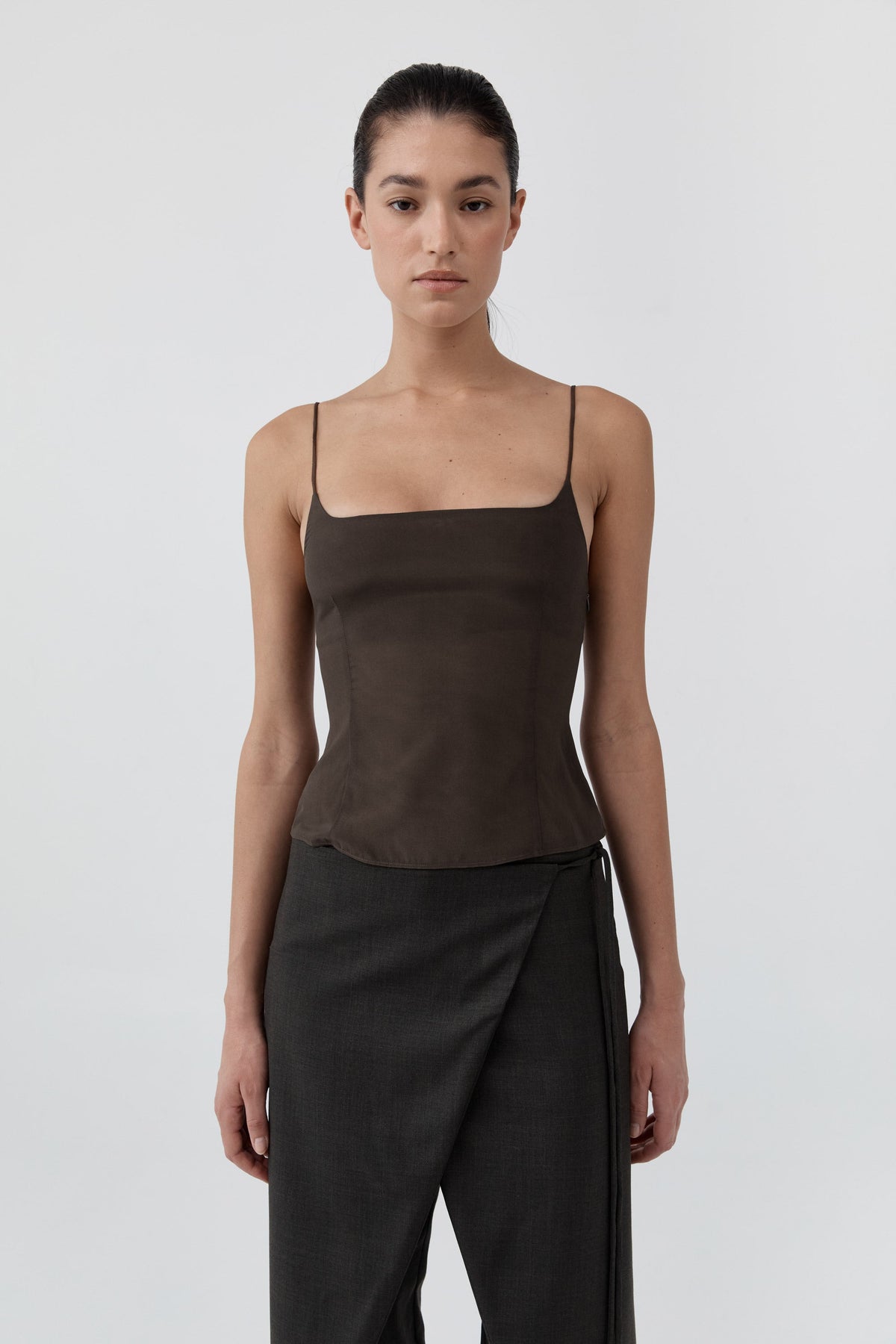 Stretch Silk Cami - Cedar