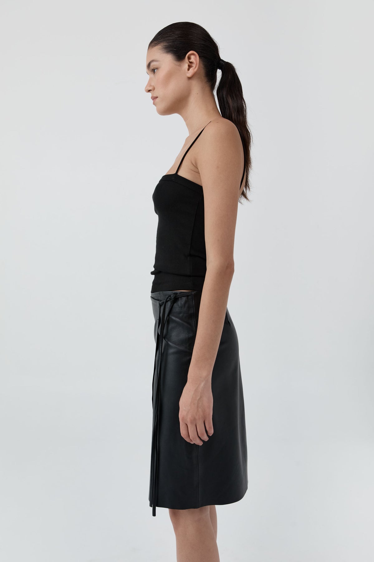 Organic Cotton Square Neck Cami - Jet Black