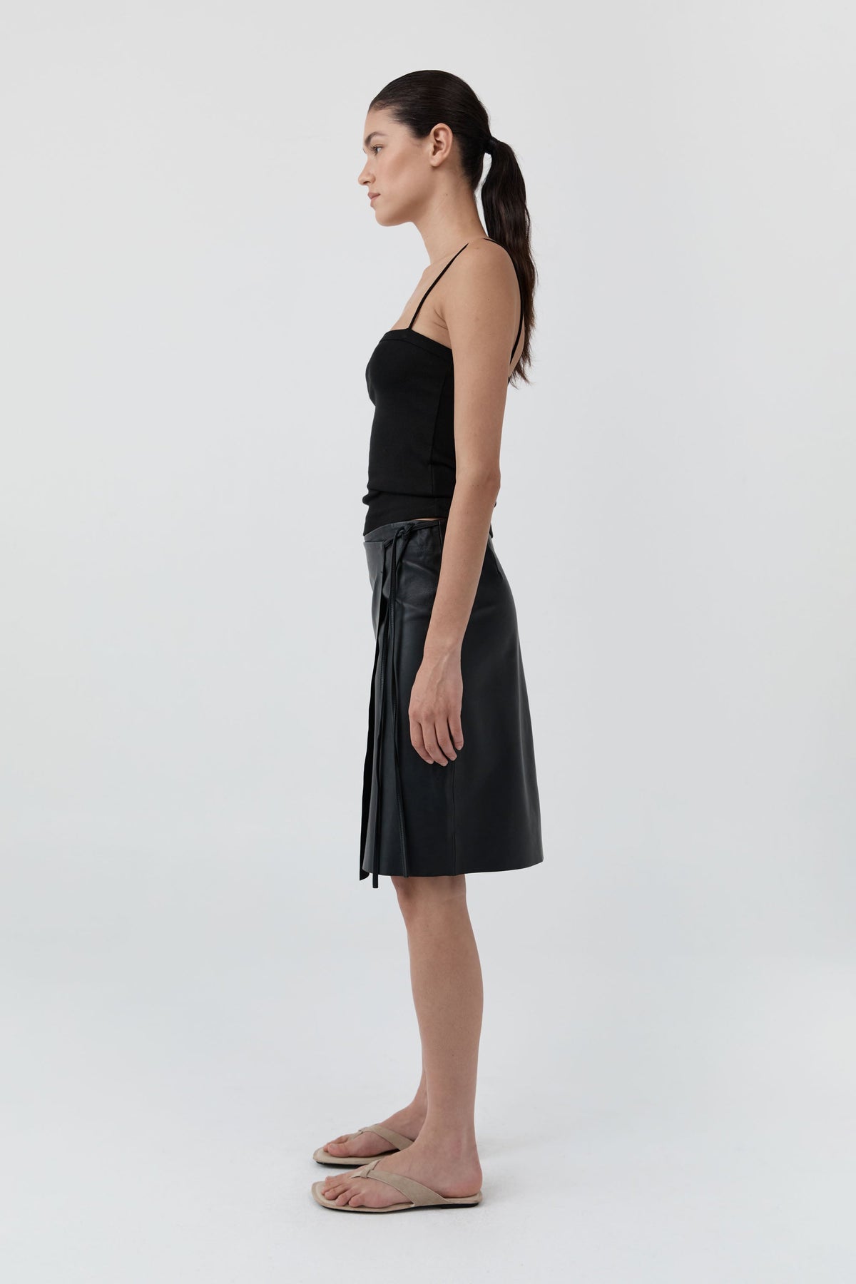 Leather Everyday Wrap Skirt - Black