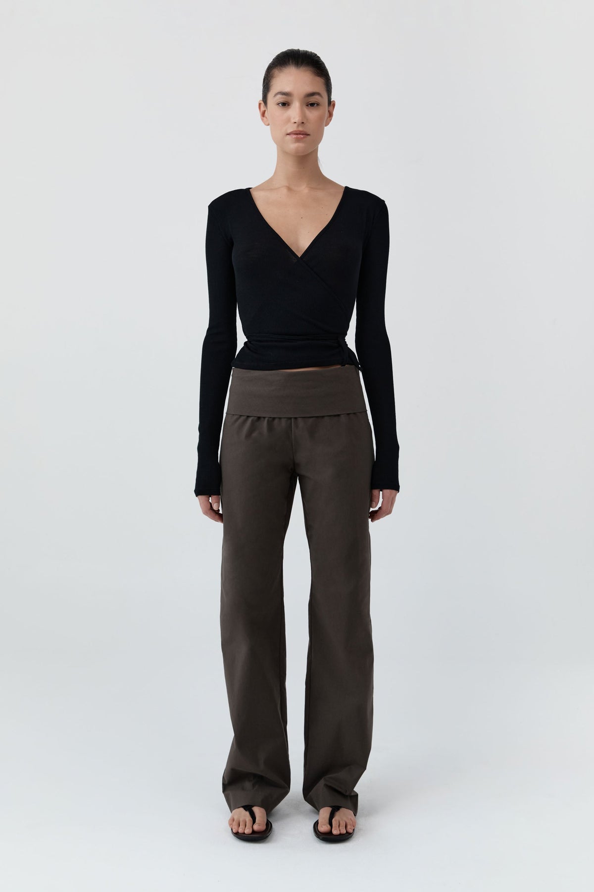 Baby Wool Wrap Top - Black