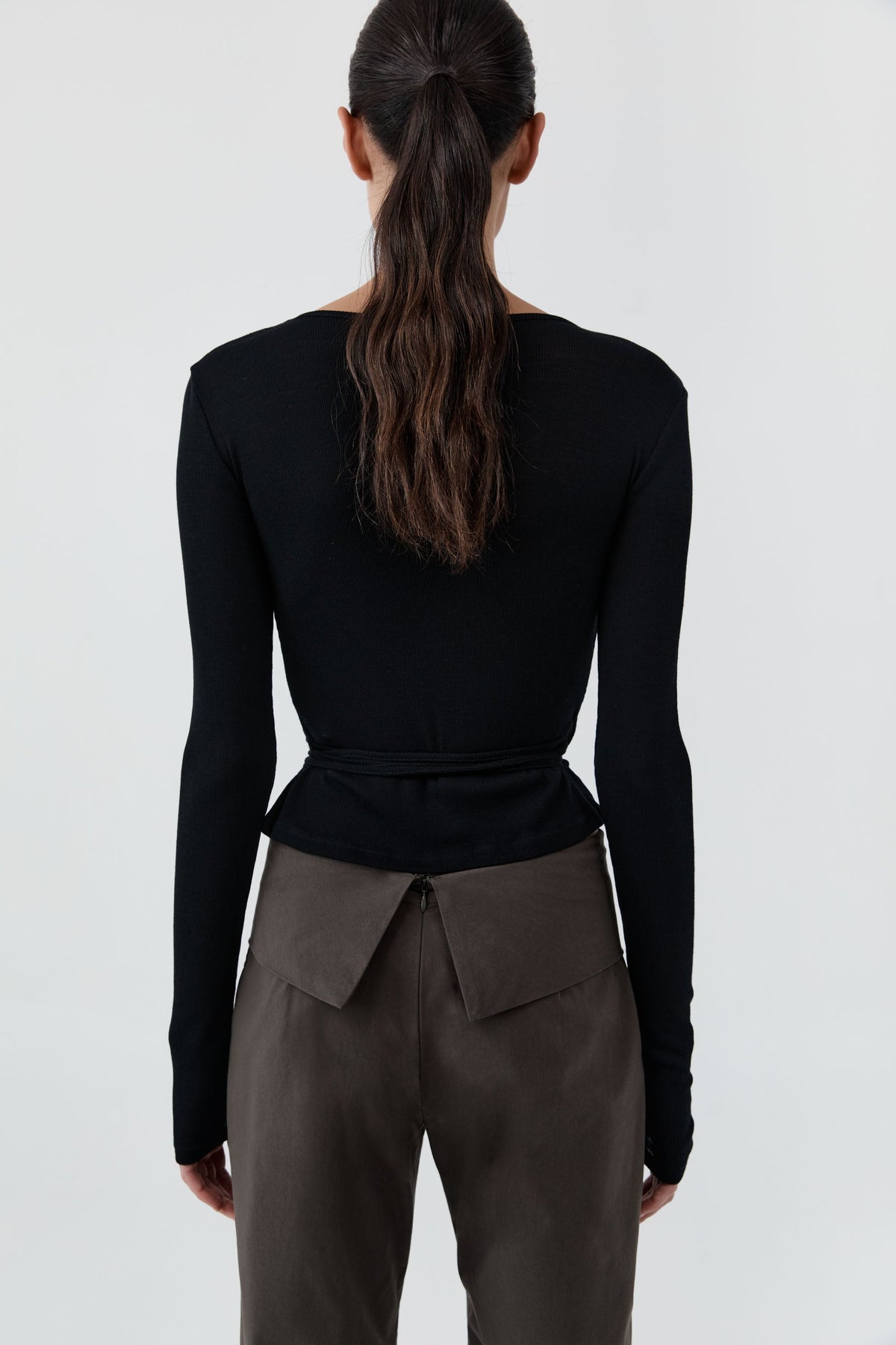Baby Wool Wrap Top - Black