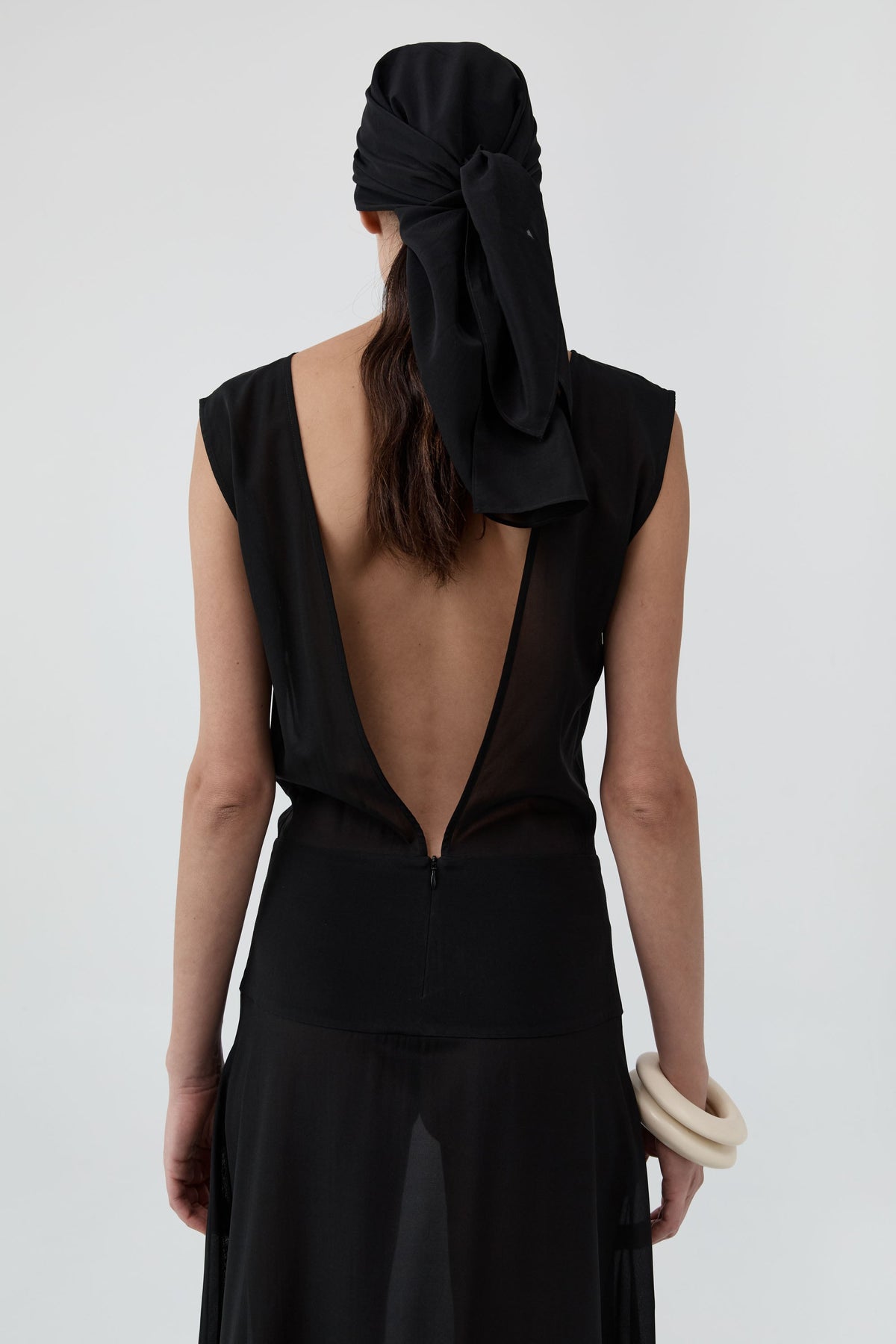 Stretch Silk Scarf - Black
