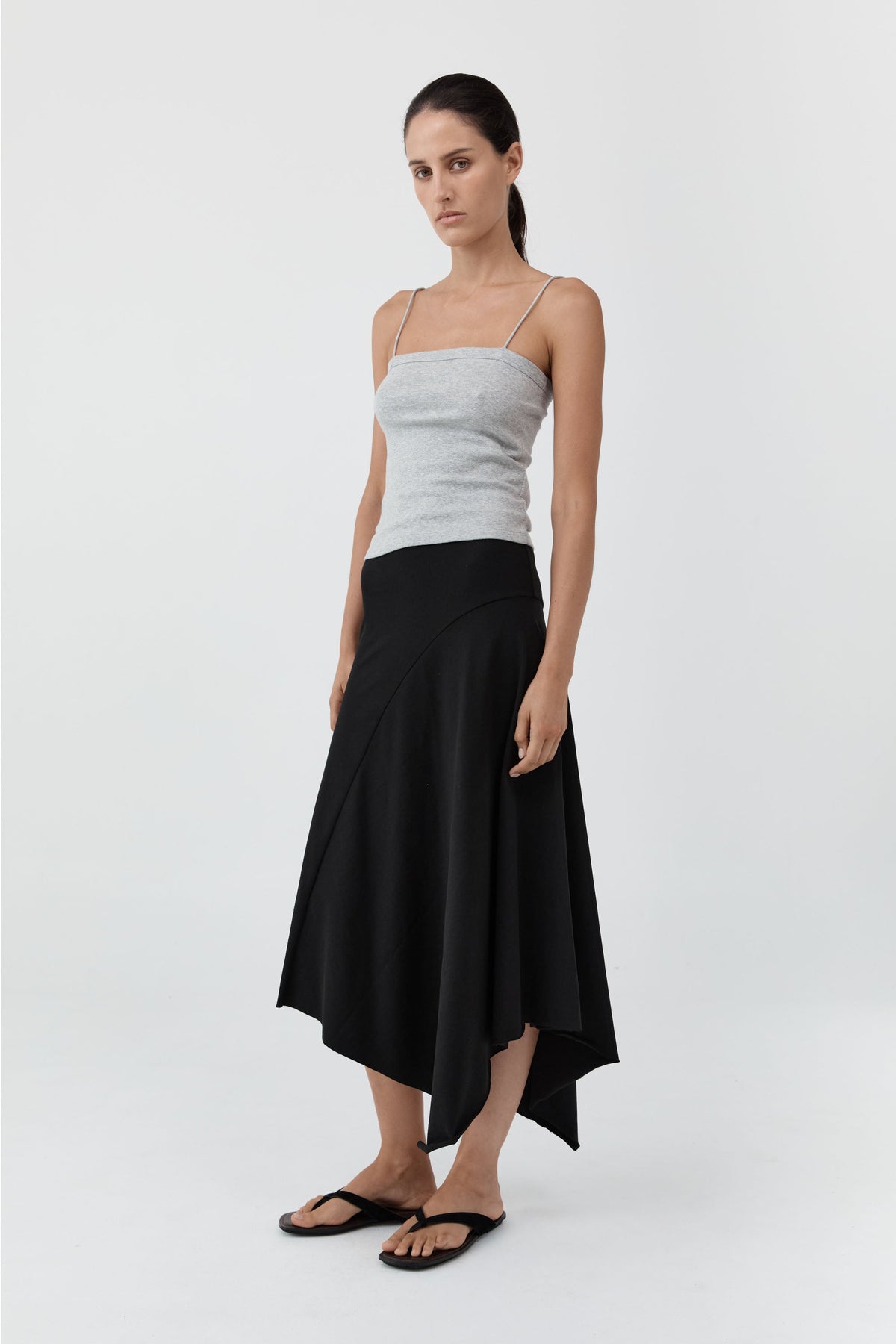Asymm Drape Skirt - Black