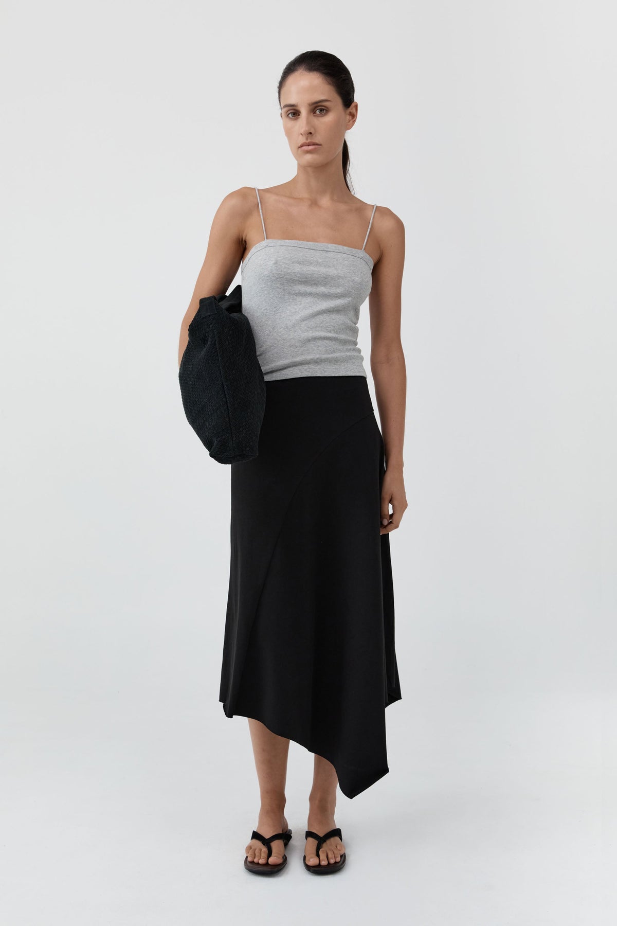 Asymm Drape Skirt - Black