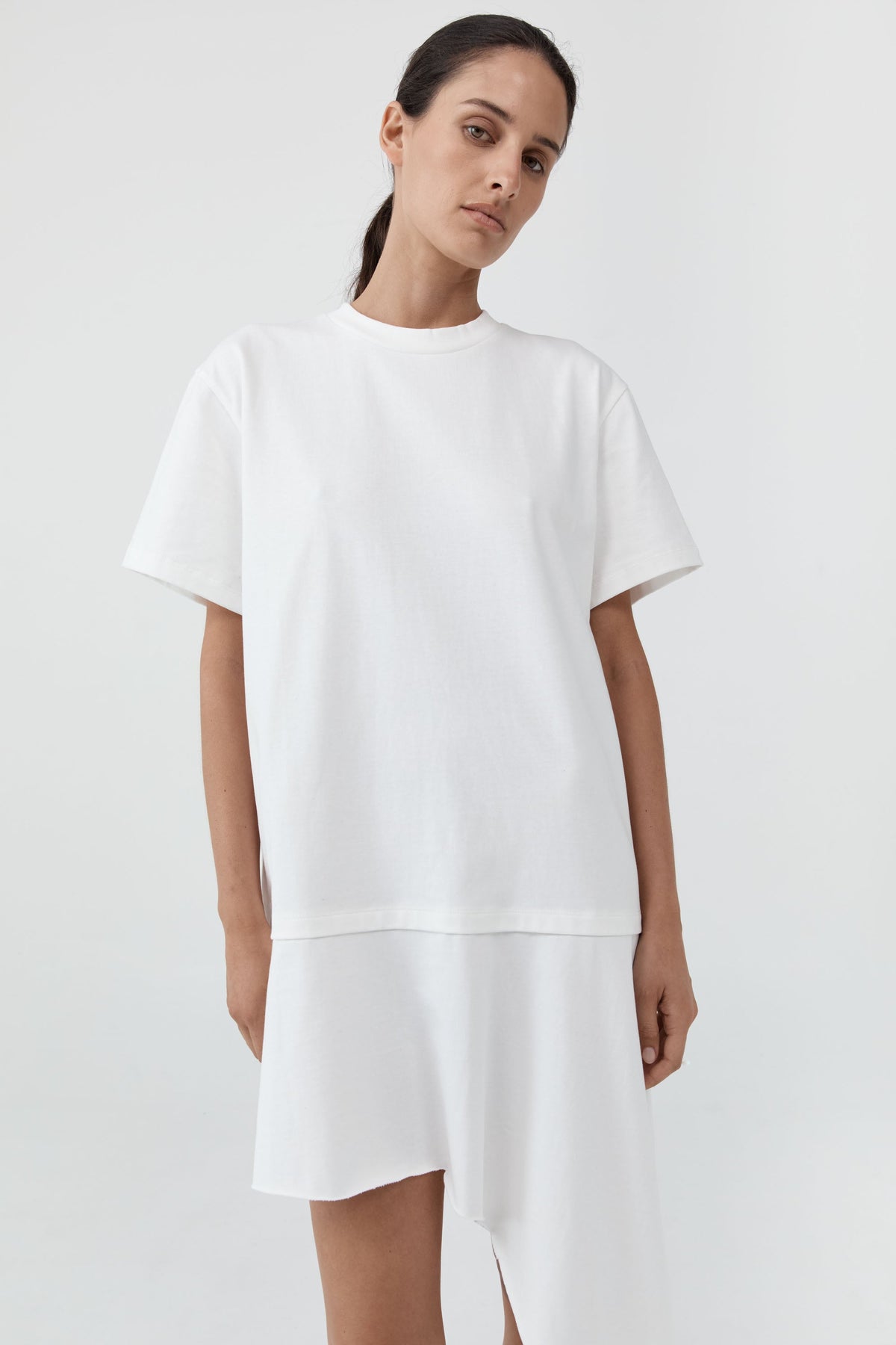 Layered Tee Mini Dress - Off White