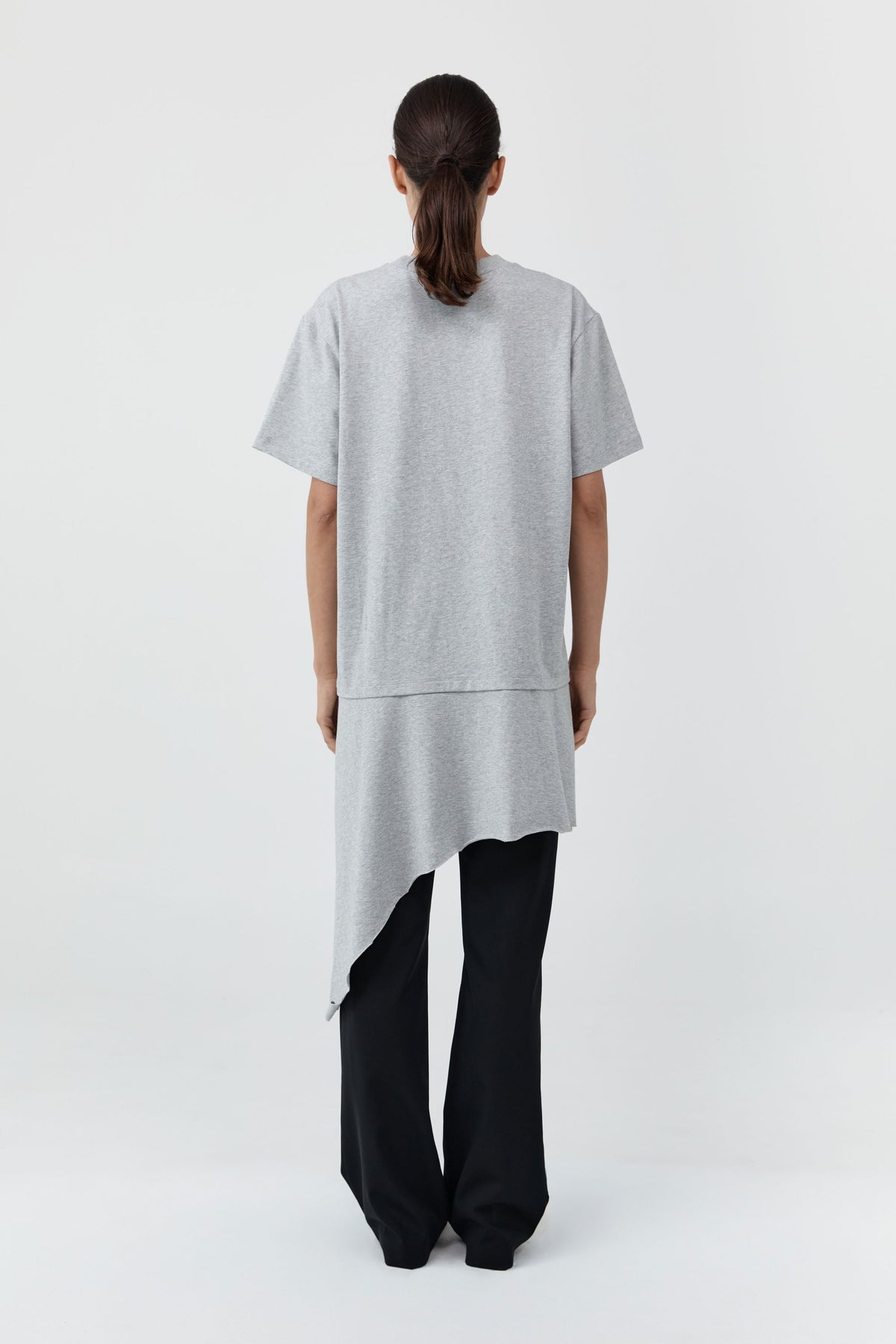 Layered Tee Mini Dress - Light Grey Marle