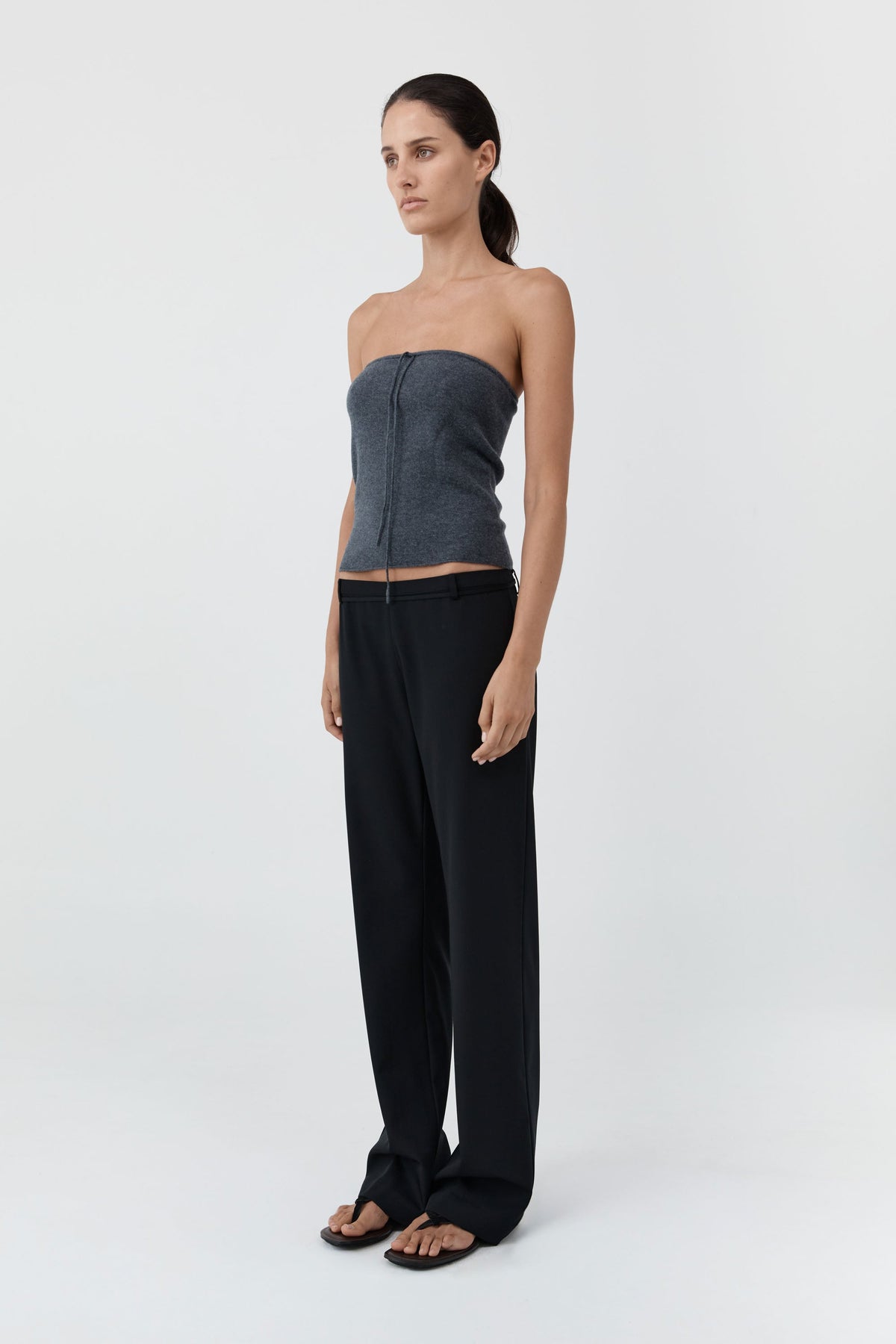 Wool Strapless Top - Iron Melange