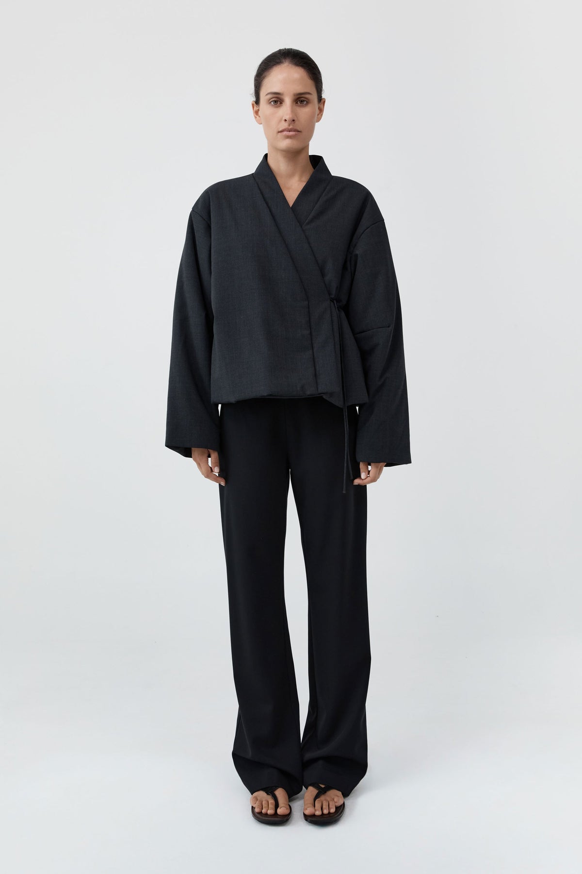 Pillow Wool Wrap Jacket - Dark Graphite