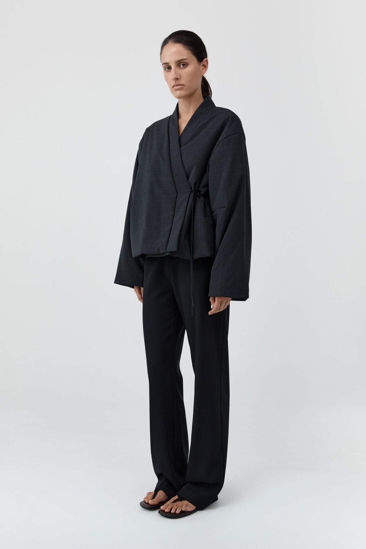 Pillow Wool Wrap Jacket - Dark Graphite