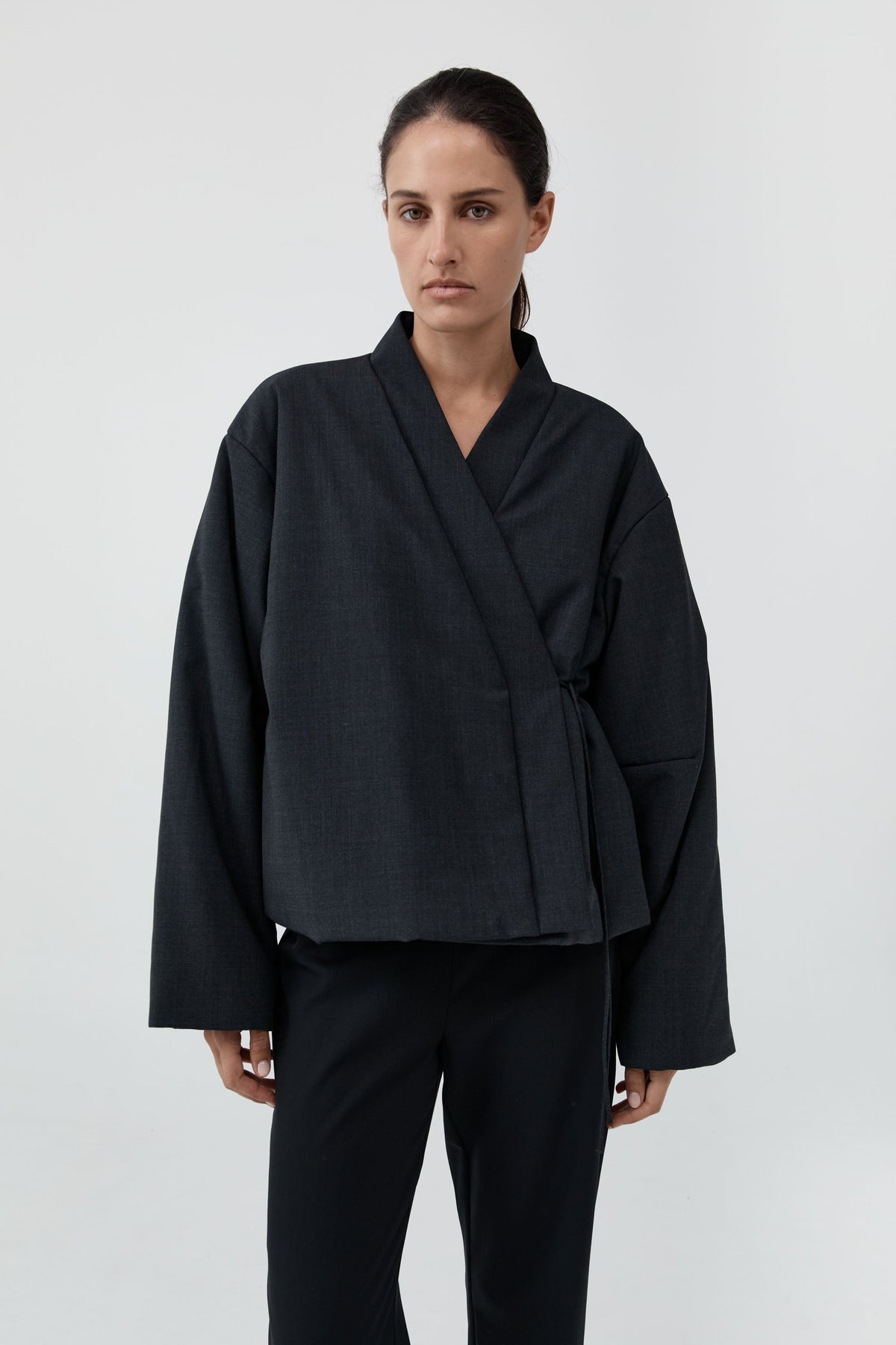 Pillow Wool Wrap Jacket - Dark Graphite