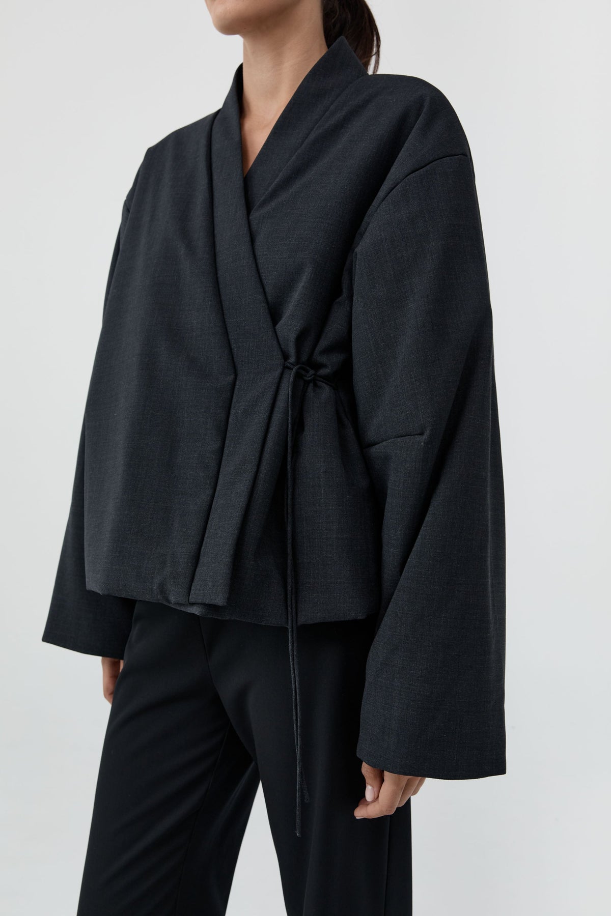 Pillow Wool Wrap Jacket - Dark Graphite