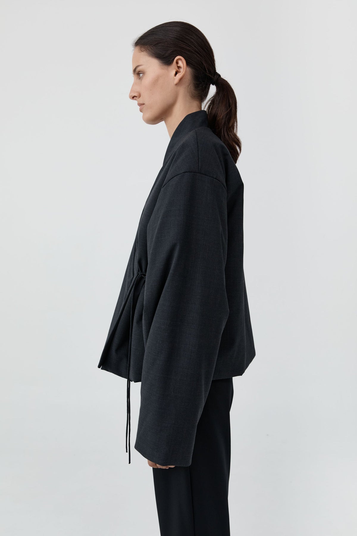 Pillow Wool Wrap Jacket - Dark Graphite