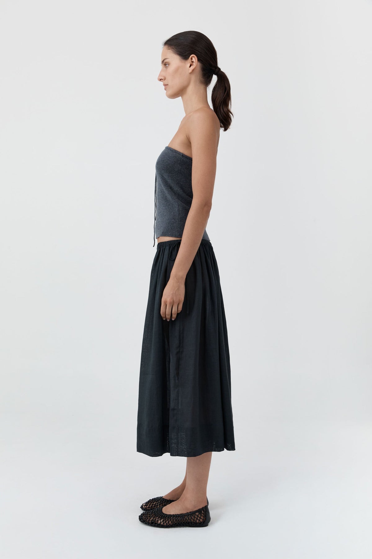 Transparent Midi Skirt - Black