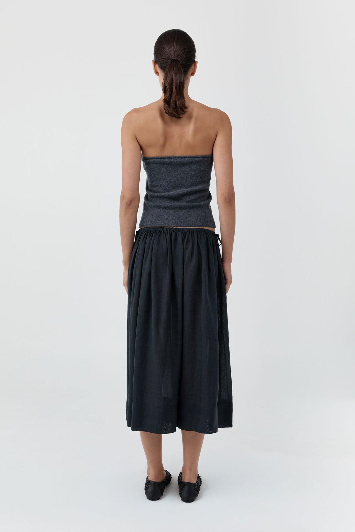 Transparent Midi Skirt - Black