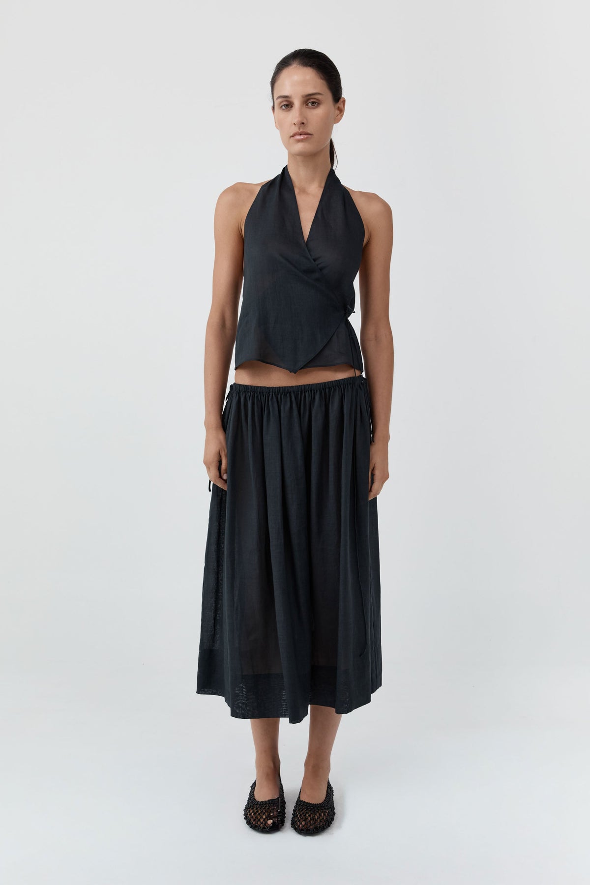 Transparent Midi Skirt - Black