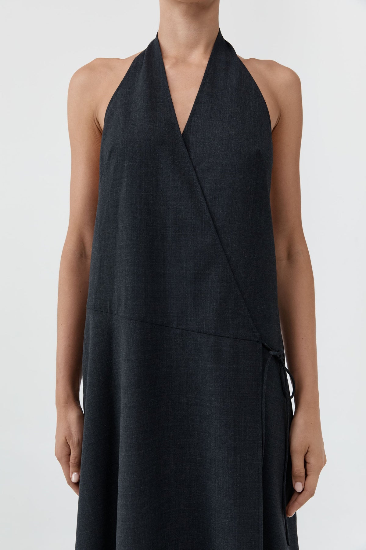 Wool Wrap Dress - Dark Graphite