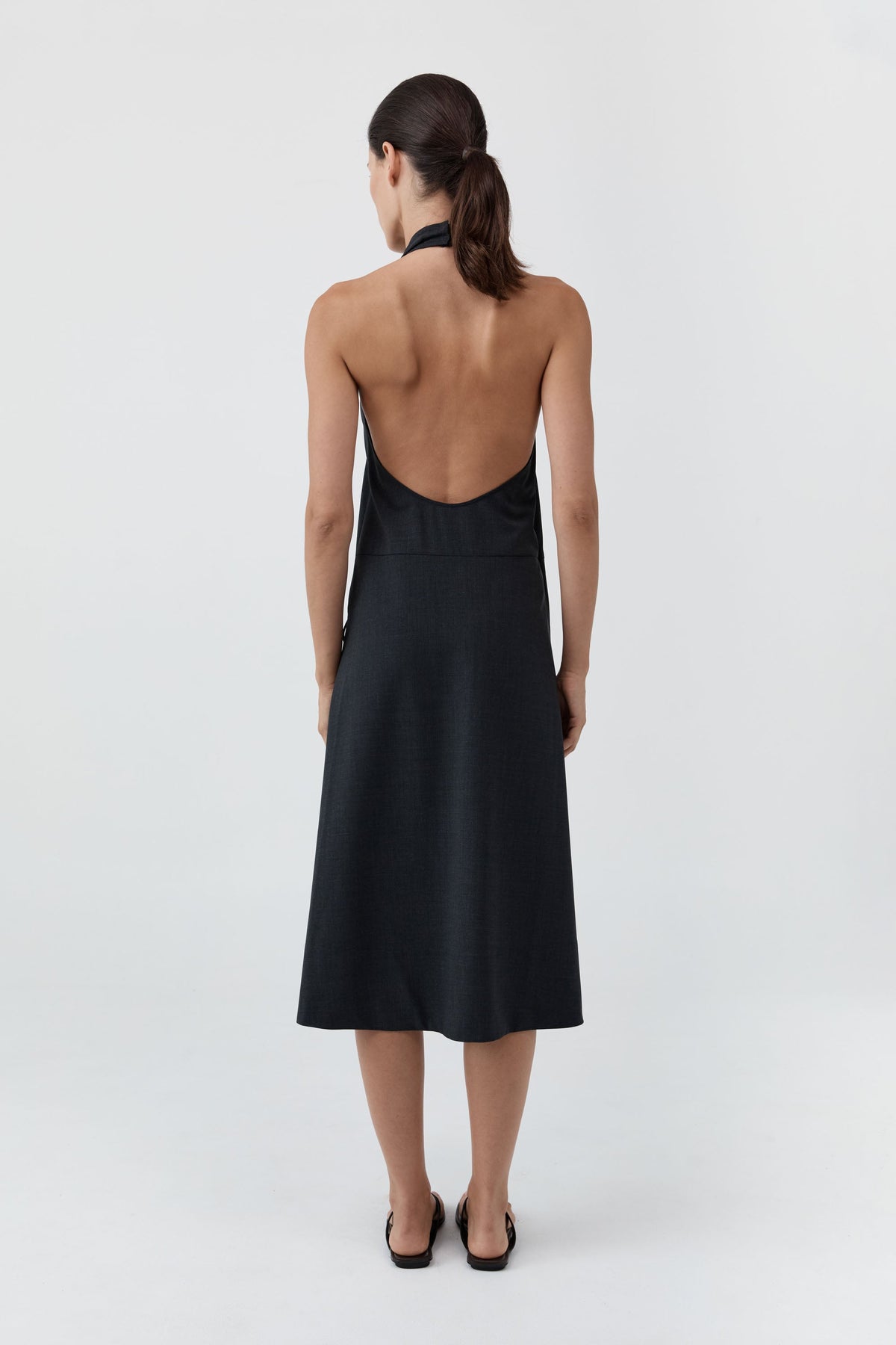 Wool Wrap Dress - Dark Graphite