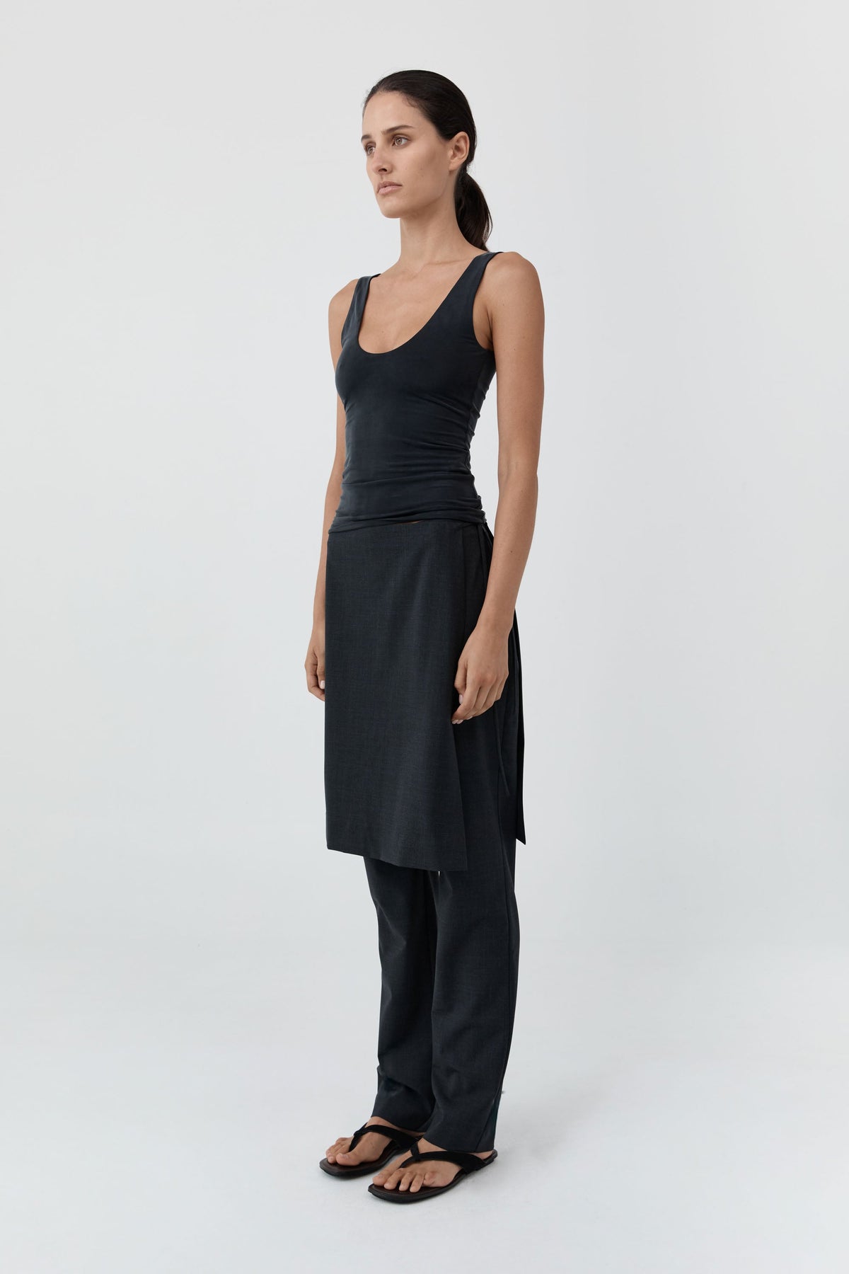 Wool Sarong Pants - Dark Graphite