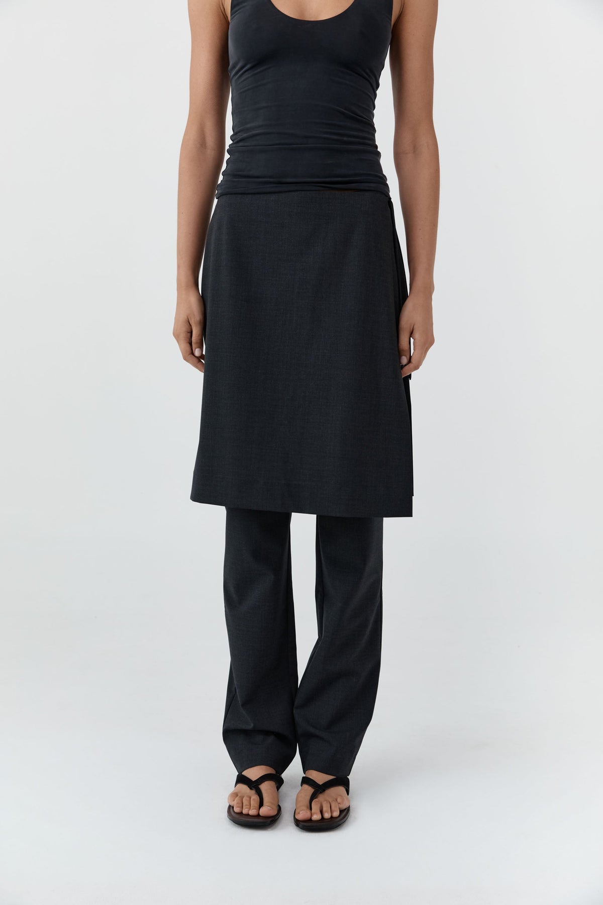 Wool Sarong Pants - Dark Graphite