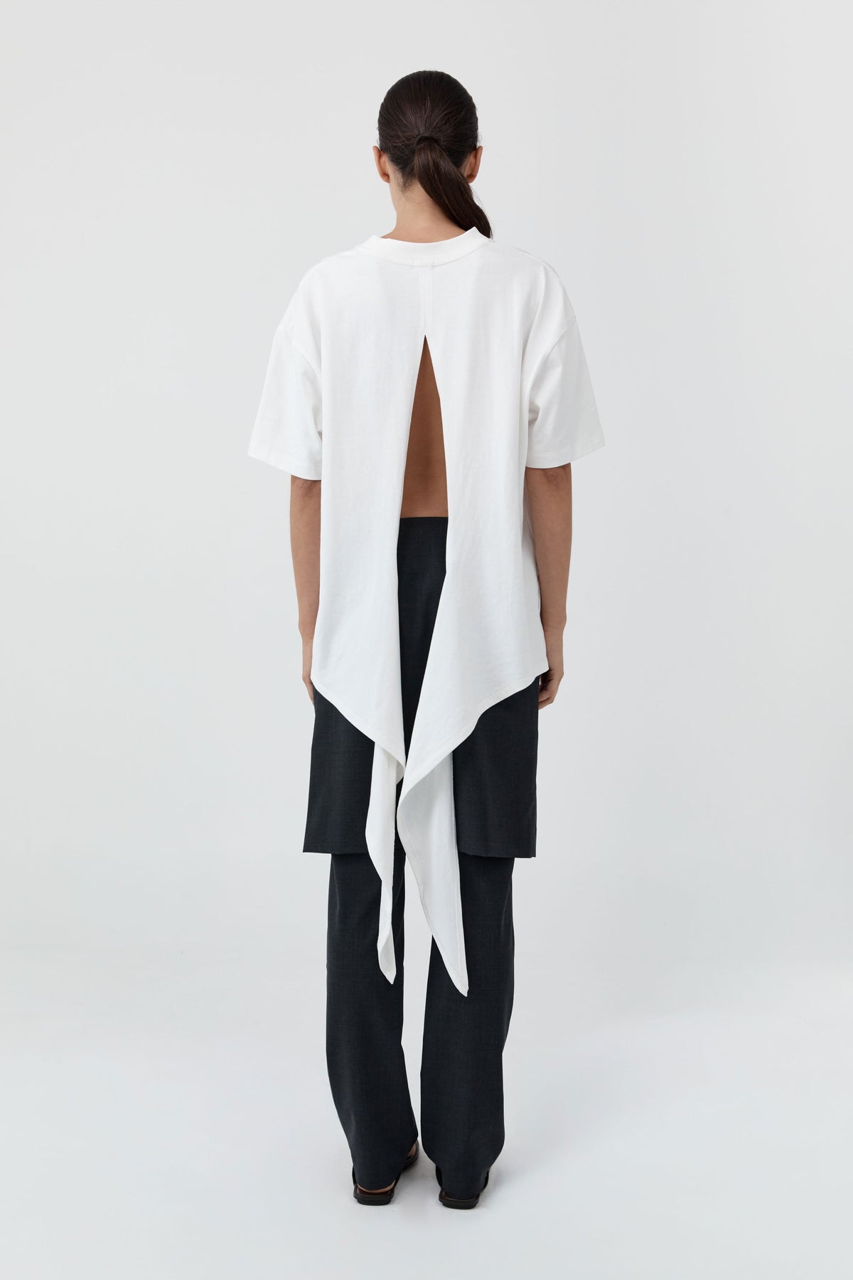 Cotton Jersey Split Back Tee - Off White