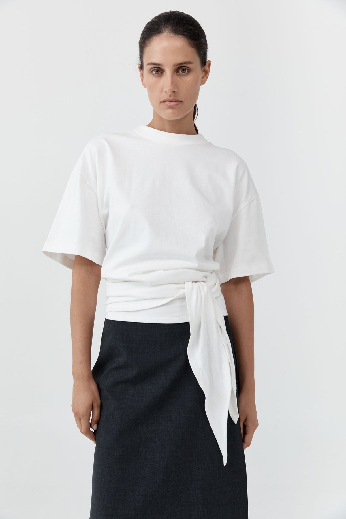 Cotton Jersey Split Back Tee - Off White