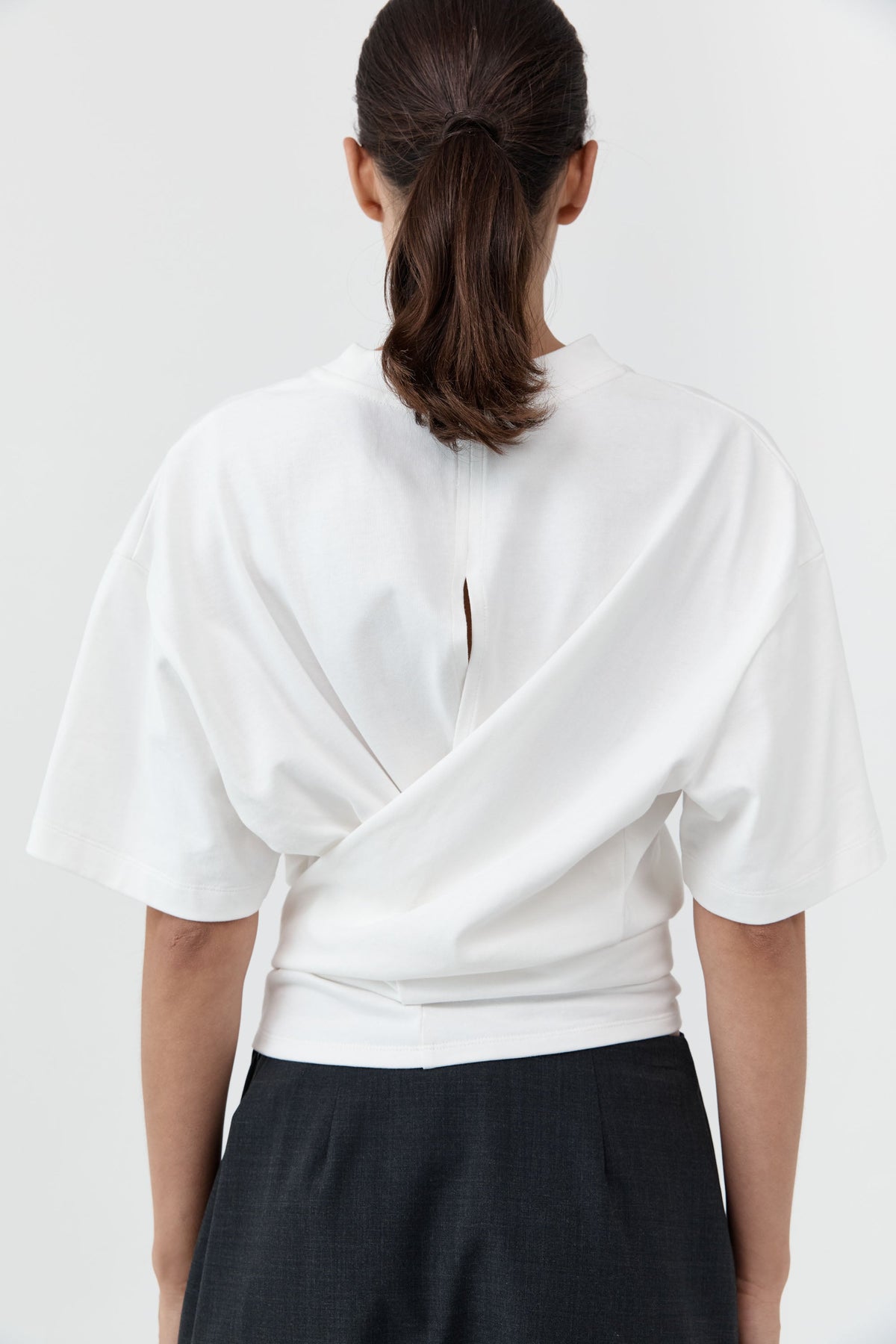 Cotton Jersey Split Back Tee - Off White