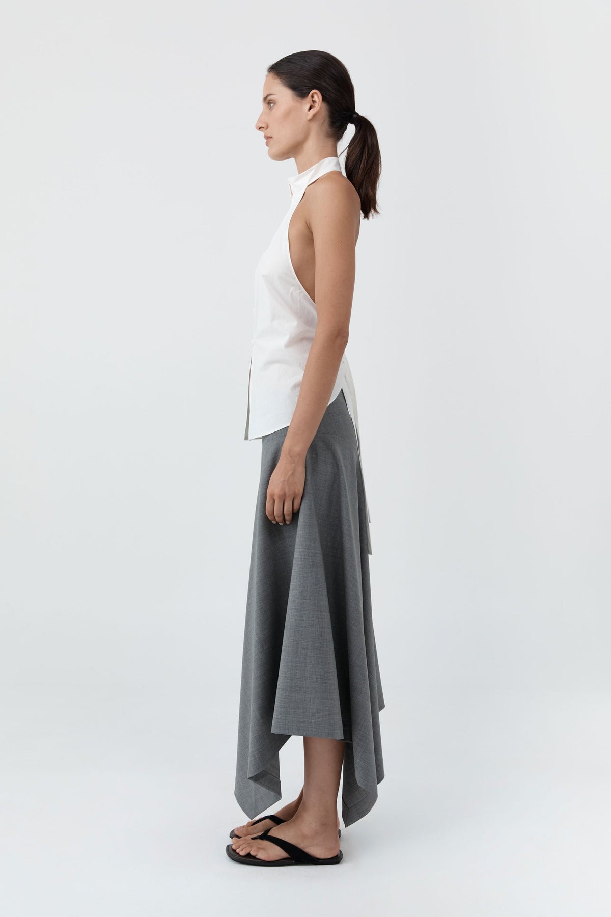Button Detail Halter Top - Off White