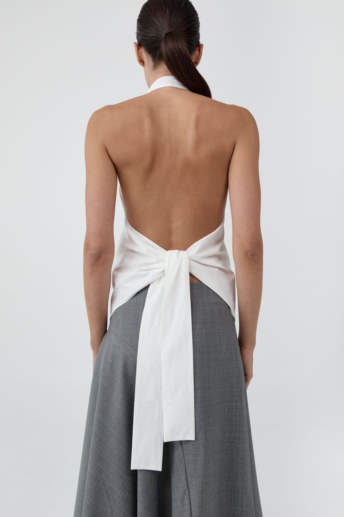 Button Detail Halter Top - Off White