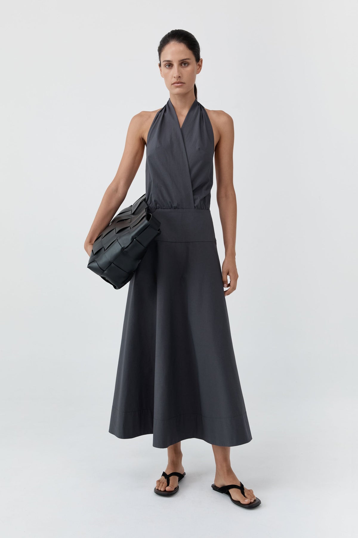 Halter Circle Hem Dress - Iron Glaze