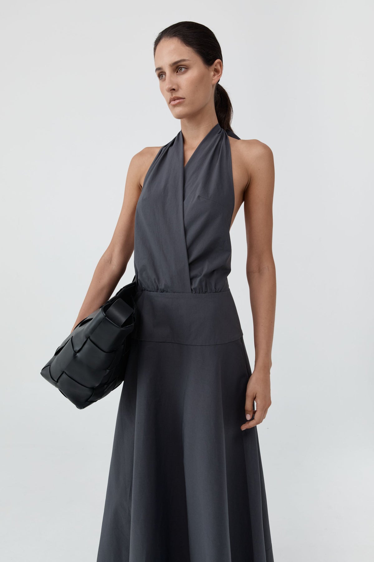 Halter Circle Hem Dress - Iron Glaze
