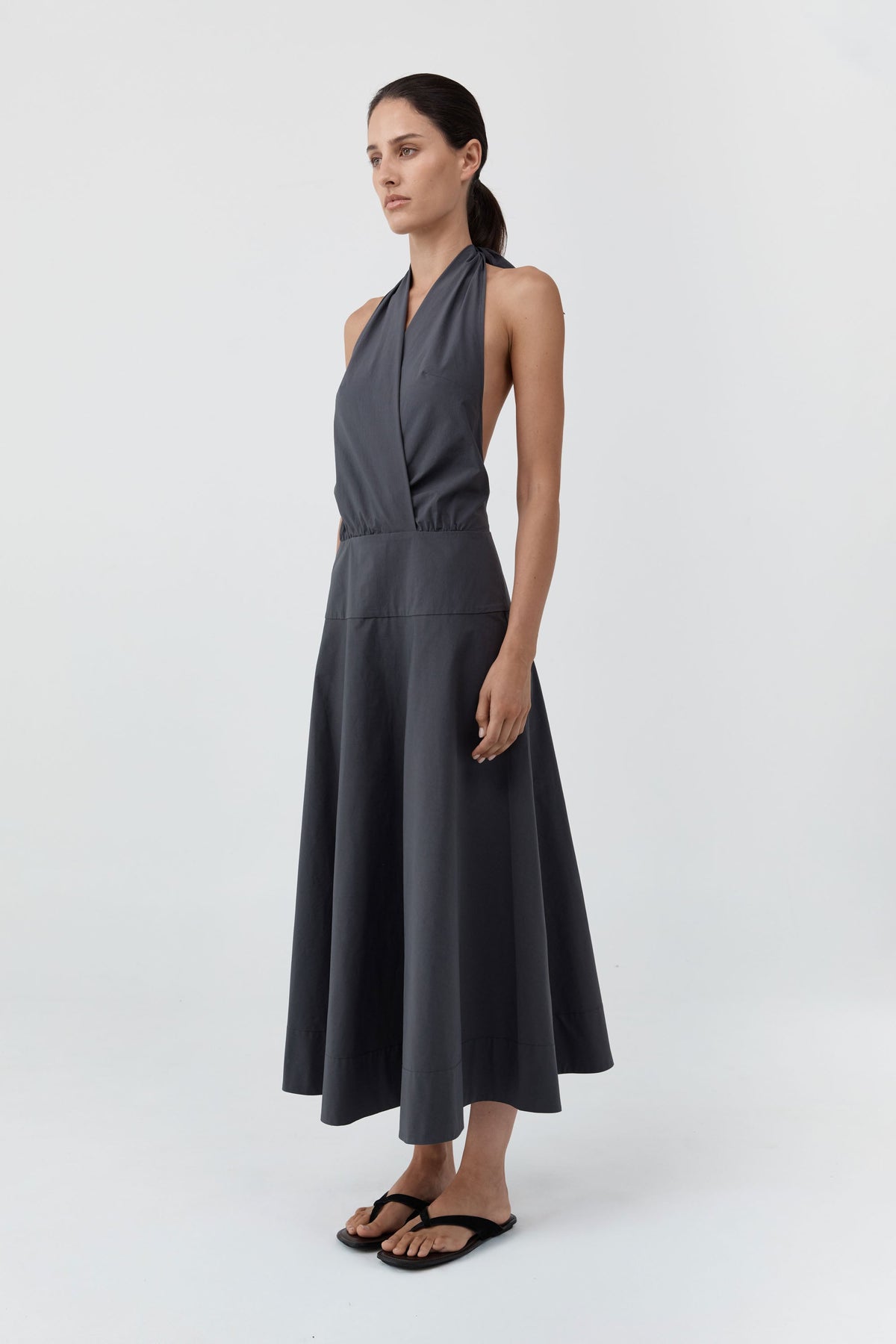 Halter Circle Hem Dress - Iron Glaze