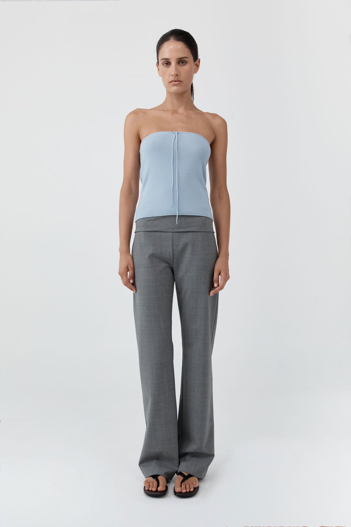 Wool Strapless Top - Light Steel