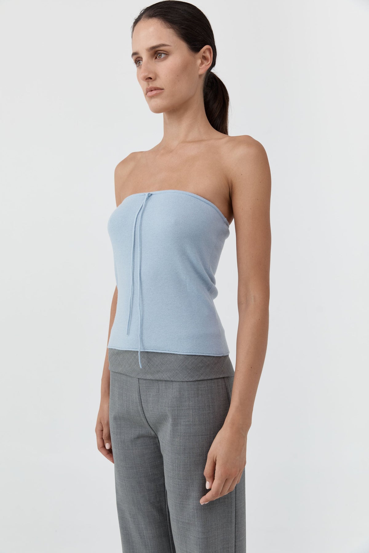 Wool Strapless Top - Light Steel